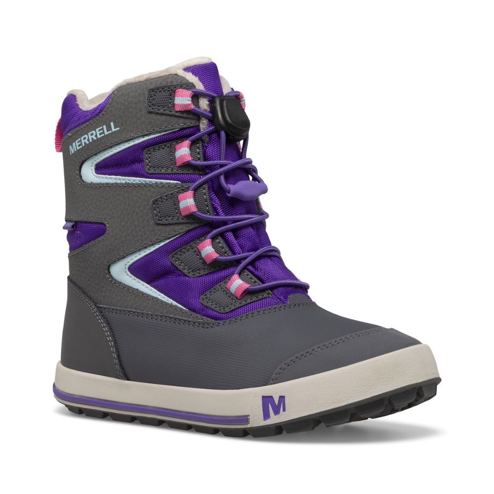 Merrell Snow Bank Kids Snow Boots - Ultra Violet & Grey - UK Size 10 - Waterproof Winter Boots for Boys & Girls - Perfect for Snow Play, Sledding & Cold Weather Activities