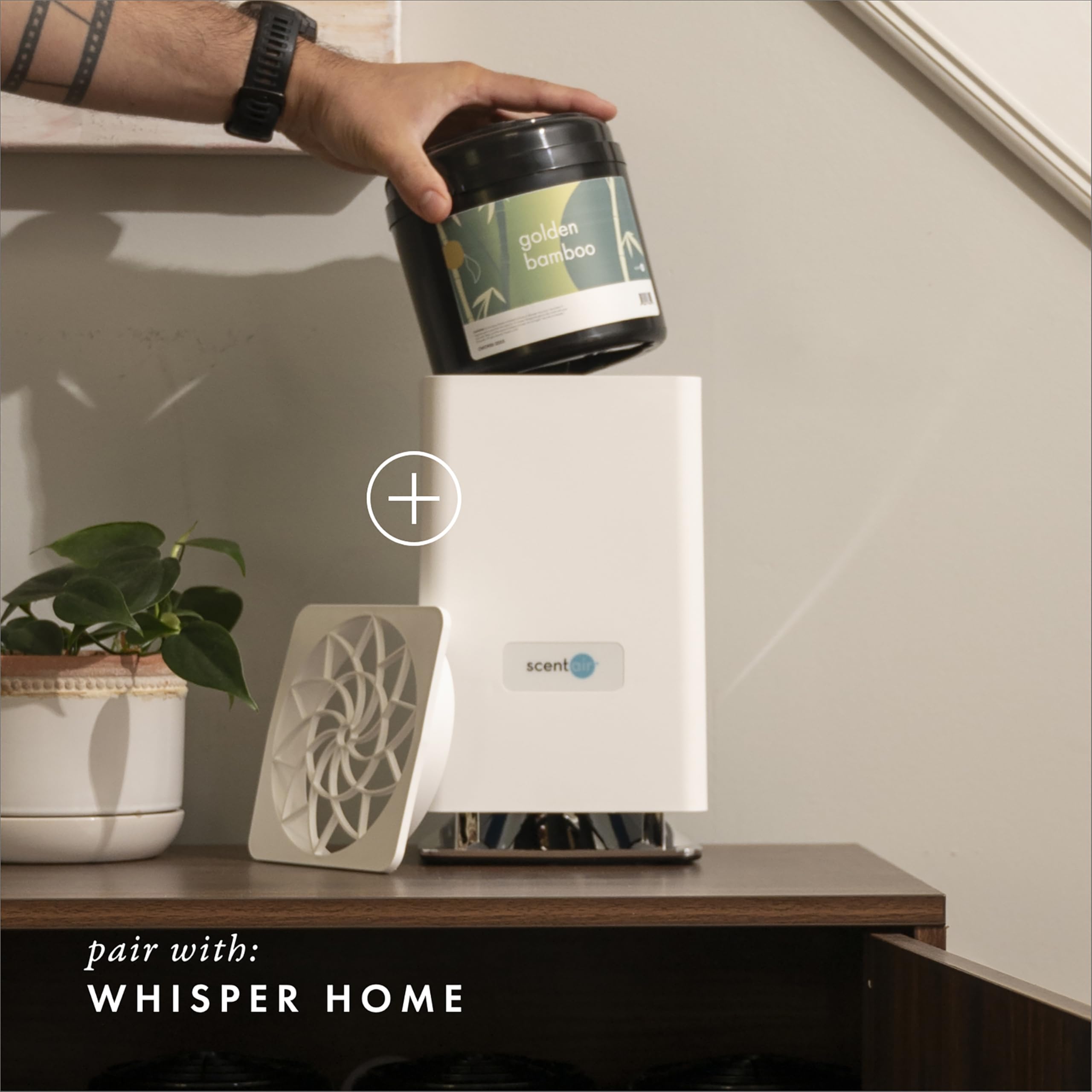 Whisper Home Aroma Diffuser Refills - Golden Bamboo Scented Monthly Cartridge for Relaxation & Stress Relief - Perfect for Bedroom, Office & Spa