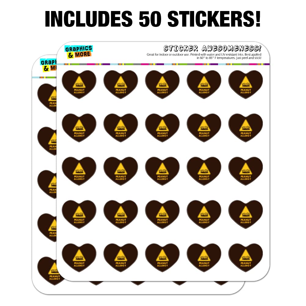 Peanut Allergy Warning Stickers - Heart Shaped Yellow Labels for Planners, Calendars & Scrapbooks | Perfect for Allergy Awareness, School Projects & Crafting