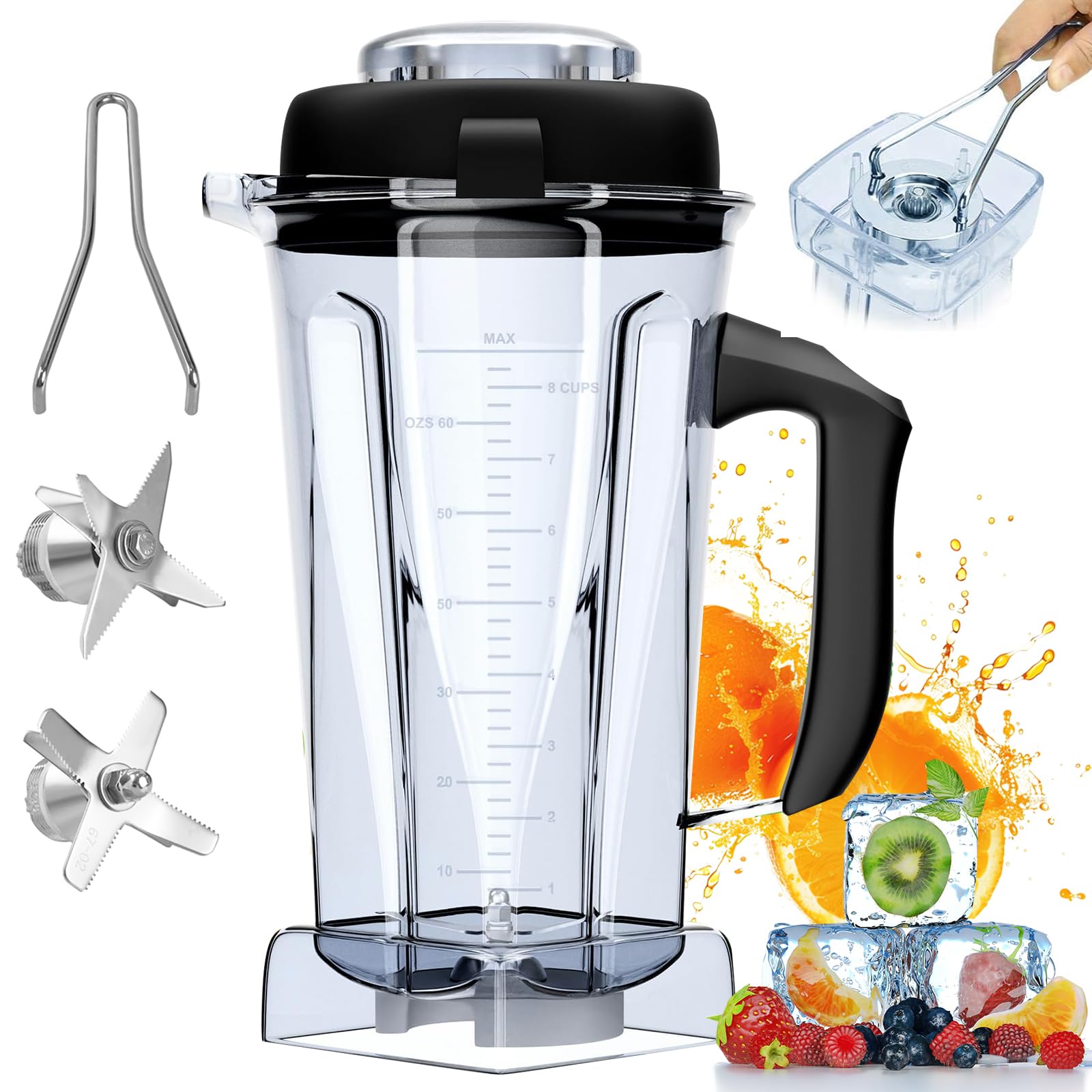 Leepenk 64OZ 5200 Blender Pitcher Replacement for Vitamix Classic C-Series - Compatible with 5200 6300 5000 5500 4200 4500 750 60865 62827 Models - High-Performance Blender Cup with Blade Assembly - Perfect for Smoothies, Soups, Nut Butters & Meal Prep
