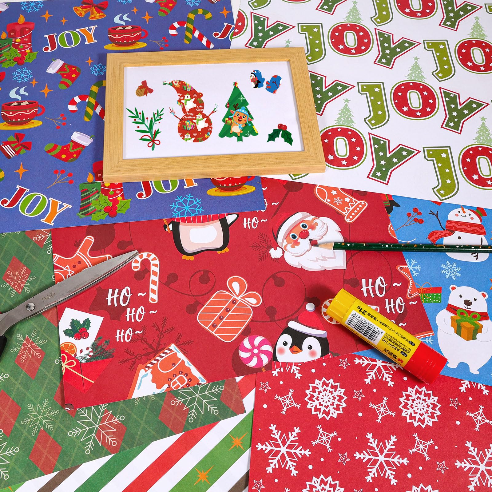 Konsait 24 Sheets 12x12 Inch Christmas Scrapbook Paper - Double Sided Holiday Patterned Cardstock for Card Making, DIY Crafts, Scrapbooking & Gift Wrapping - Festive Decorative Paper Supplies