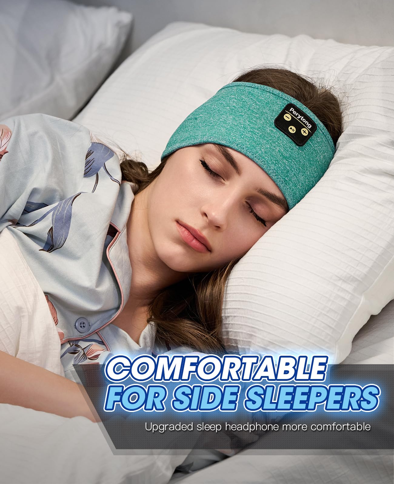 Perytong Bluetooth Sleep Headphones - Wireless Sports Headband with Ultra-Thin HD Stereo Speakers for Sleeping, Workout, Jogging, Yoga, Meditation | Comfortable for Insomnia Relief & Air Travel (Ideal for Night Use, Gym Sessions & Relaxation)