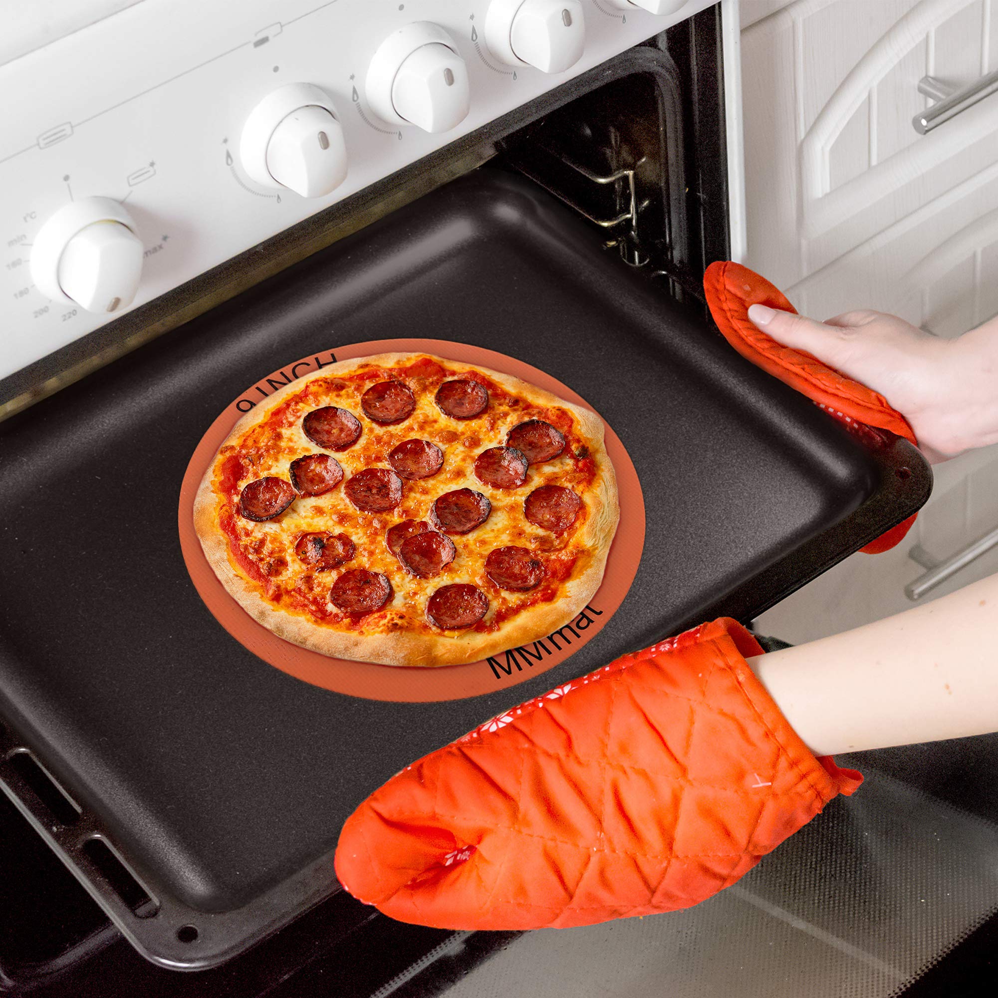 Non-Stick Silicone Baking Mats Set of 2 - 8 Inch Round Reusable Air Fryer Liners - Premium German Silicone for Baking, Roasting & Cooking - Perfect for Cookies, Pizza & Air Fryer Meals