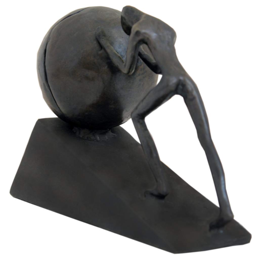 Metal Sculpture of Man with Sphere - Iron Statue for Sportsman Art, Home & Office Decor (B2 Strong) | Perfect for Living Room, Study, or Gym Decoration