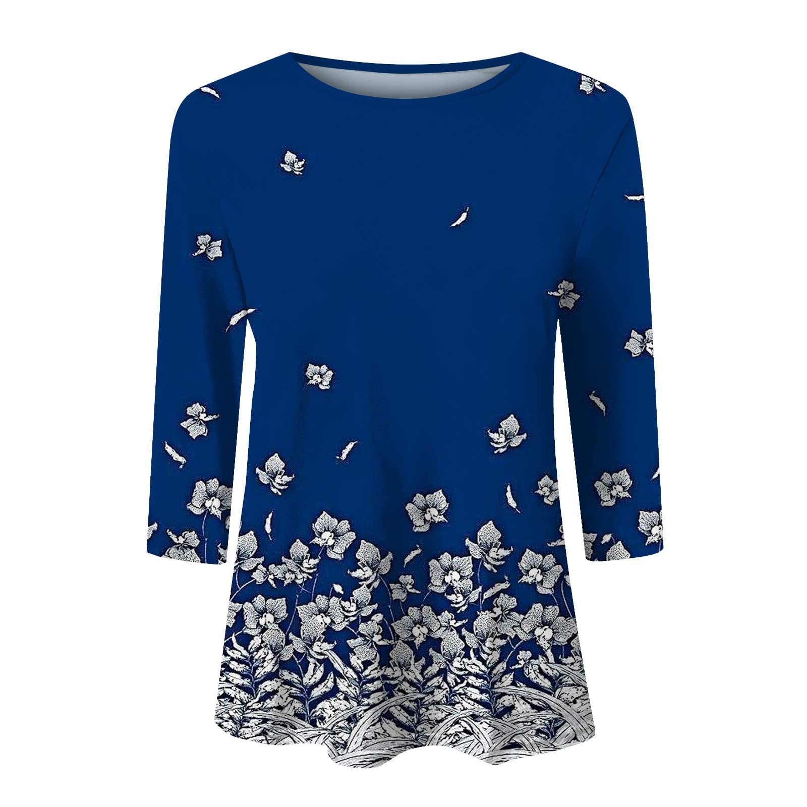 Women's Floral Printed Casual T-Shirt - 3/4 Sleeve Summer Top for Women | Perfect for Beach Outings, Weekend Brunch & Vacation Wear