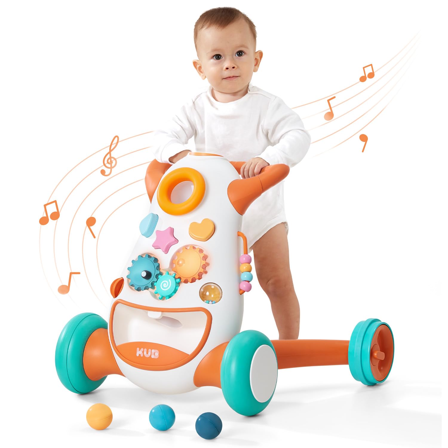 Montessori Baby Walker - Interactive Push & Pull Learning Toy for Toddlers with Soft Music, Lights, Adjustable Speed & Non-Slip Wheels | Educational Activity Center for Early Walking Development | Perfect for Home, Daycare & Playroom Use