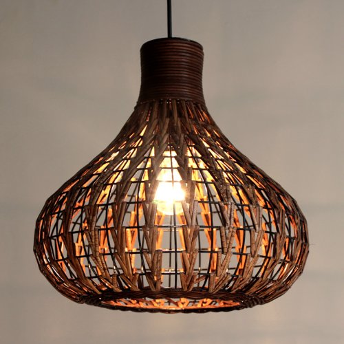 Handmade Rattan Garlic Pendant Light - Southeast Asian Style Ceiling Chandelier for Dining Room, Bar Counter, Restaurant & Parlor | Boho Home Decor & Farmhouse Lighting Fixture