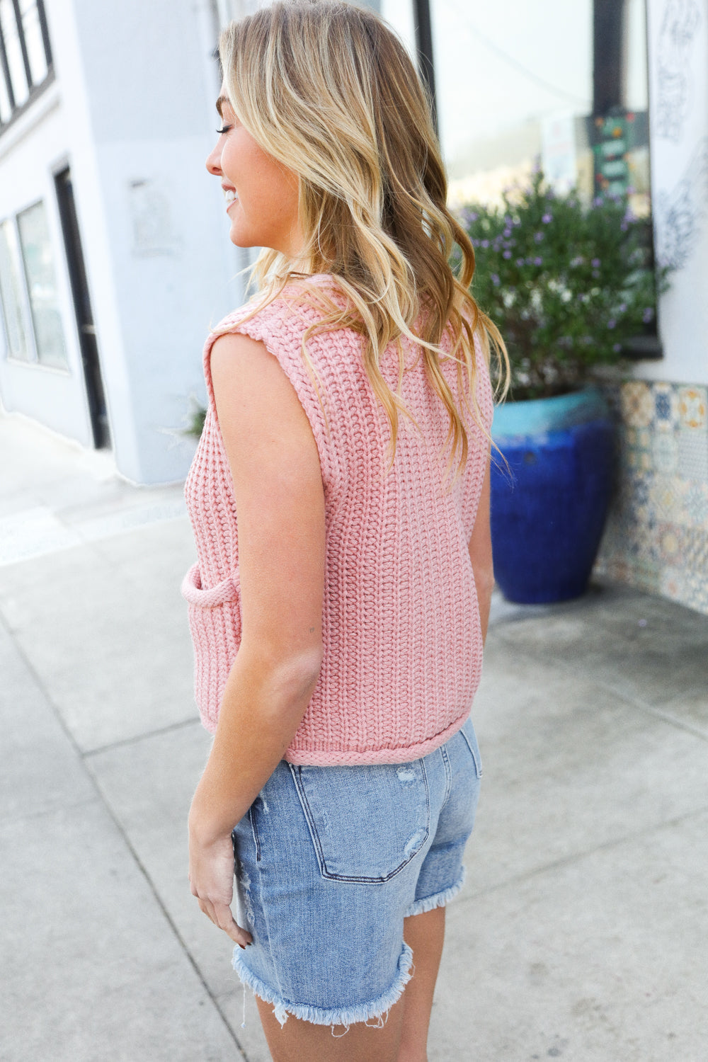 Stylish Gold Button-Down Chunky Sweater Vest for Women - Cozy Winter Layering & Casual Office Outfits