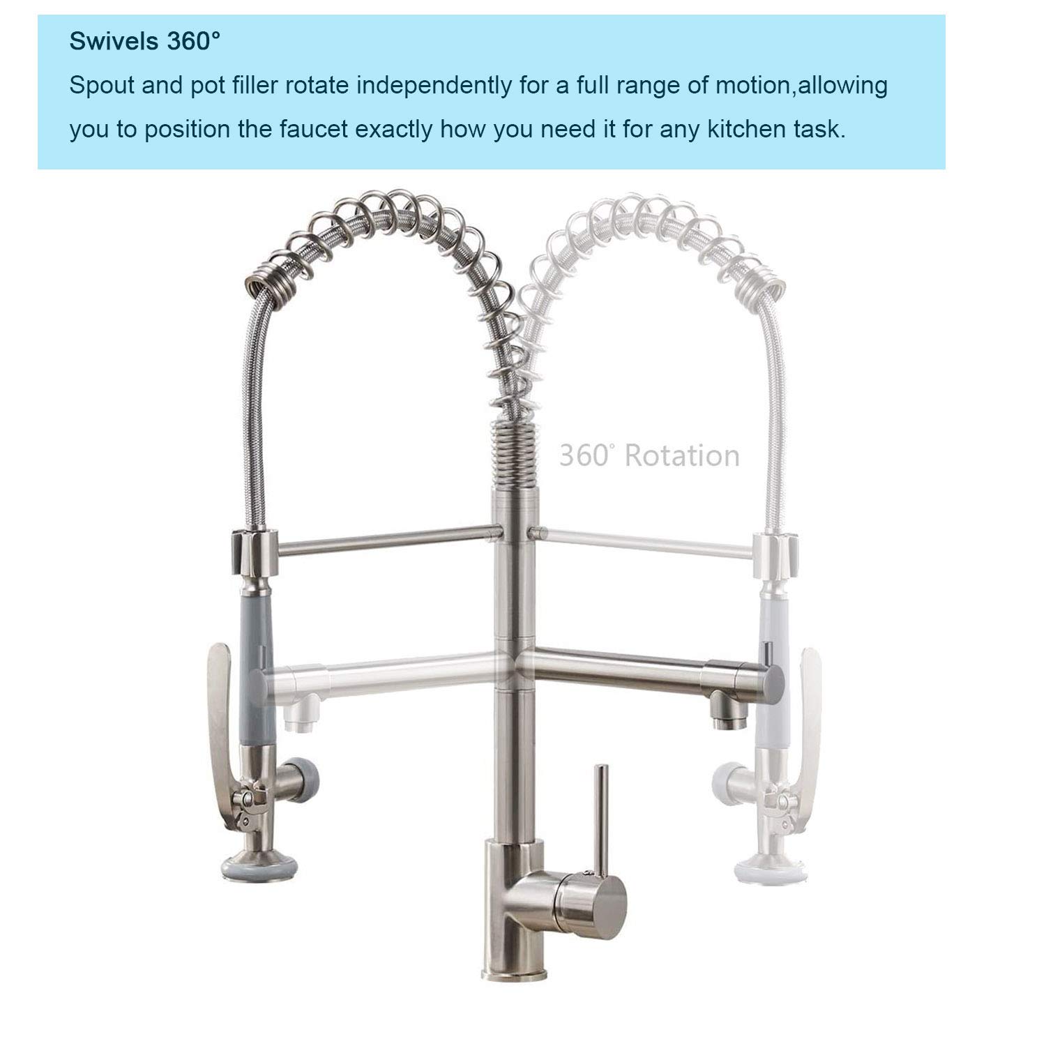 Brass Kitchen Faucet with Pull Down Sprayer - Brushed Nickel for Modern Home