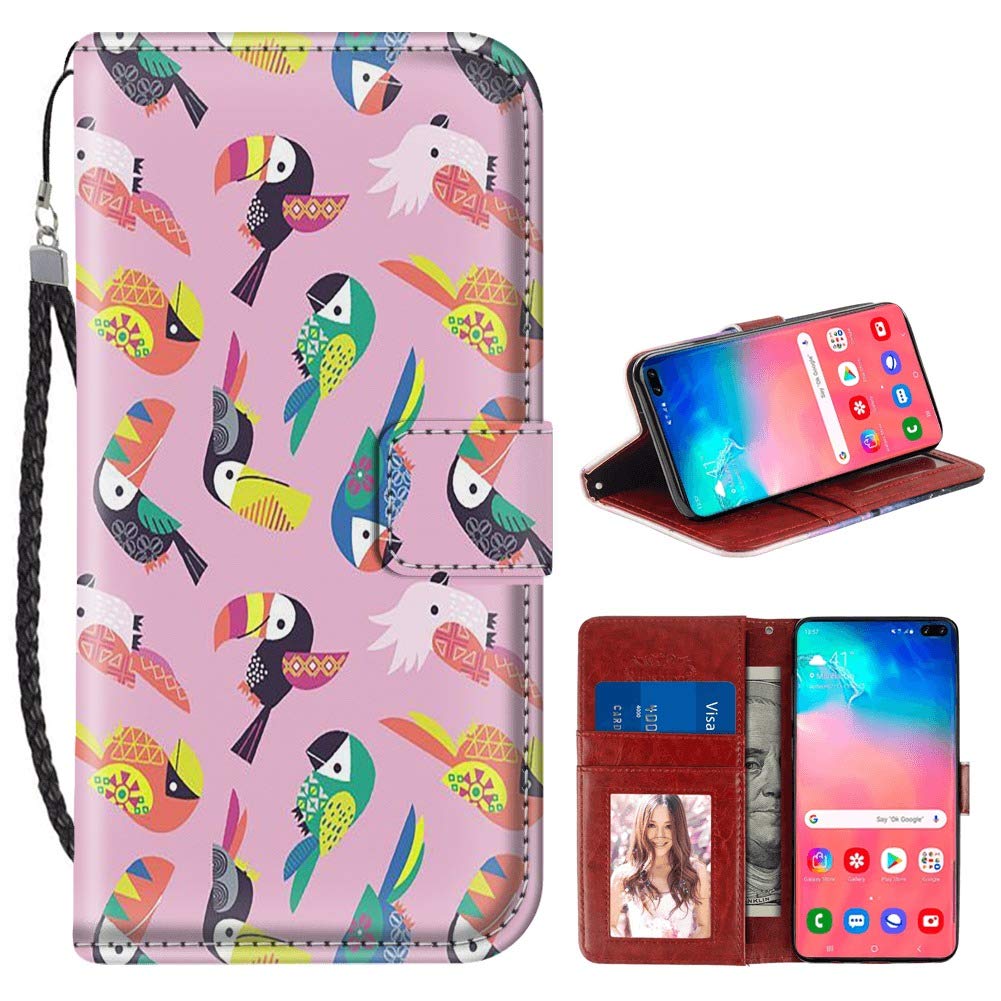 Samsung Galaxy S10+ Wallet Case - PU Leather Phone Cover with Card Holder, Kickstand & Wrist Strap | Slim Protective Case for Samsung Galaxy S10 Plus | Perfect for Work, Travel & Everyday Use