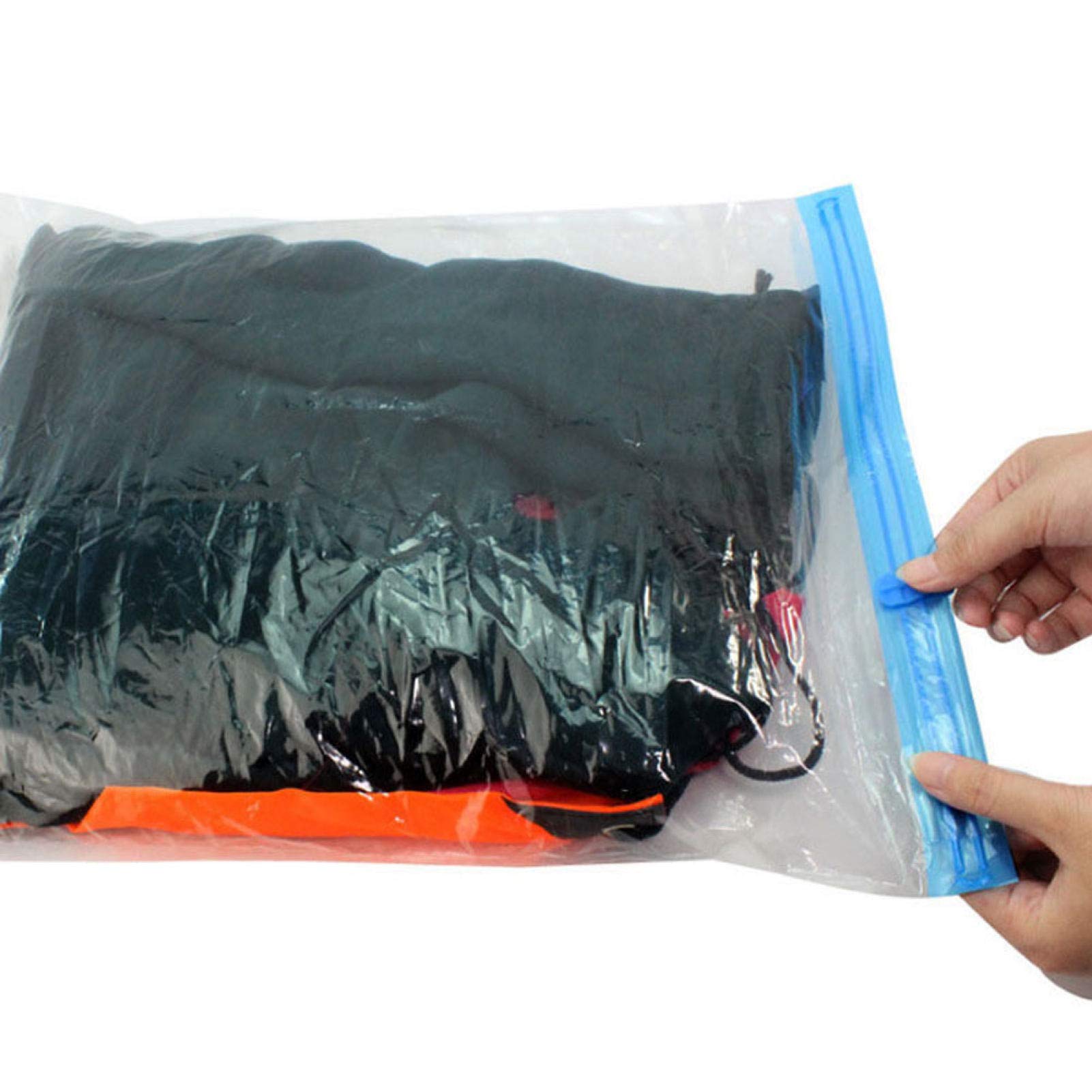 Vacuum Clothes Packing Bags for Travel - Space Saving Storage Organizer with Hand Pump - Perfect for Suitcases, Closets & Moving (Set of 6)