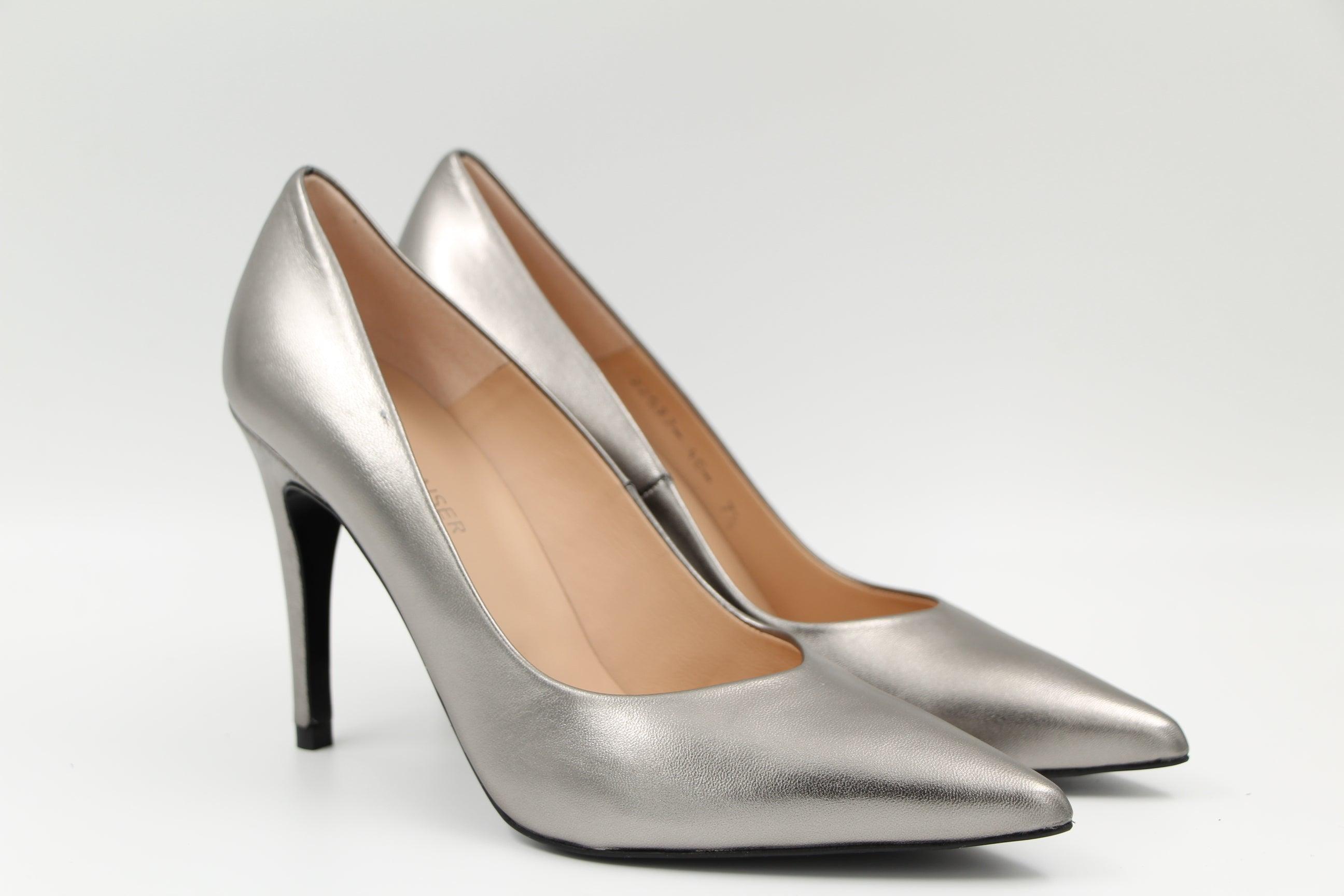 PETER KAISER Women's Pewter Pointed Toe Stiletto Heels - Elegant High Heel Dress Shoes for Party, Wedding & Evening Events