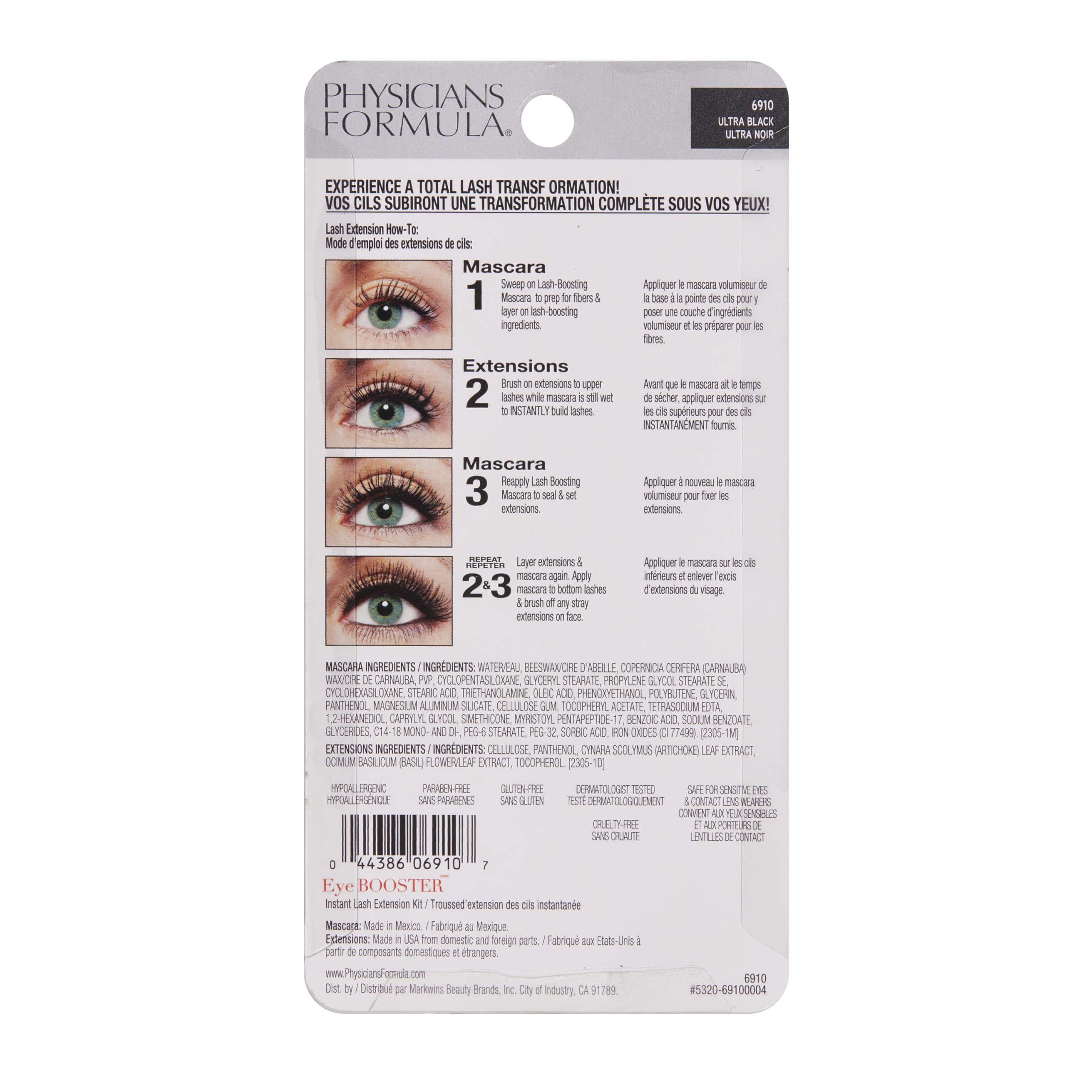 Physicians Formula Eye Booster Instant Lash Extension Kit - Ultra Black Mascara (0.21 oz) for Longer, Fuller Lashes | Perfect for Everyday Wear & Special Occasions