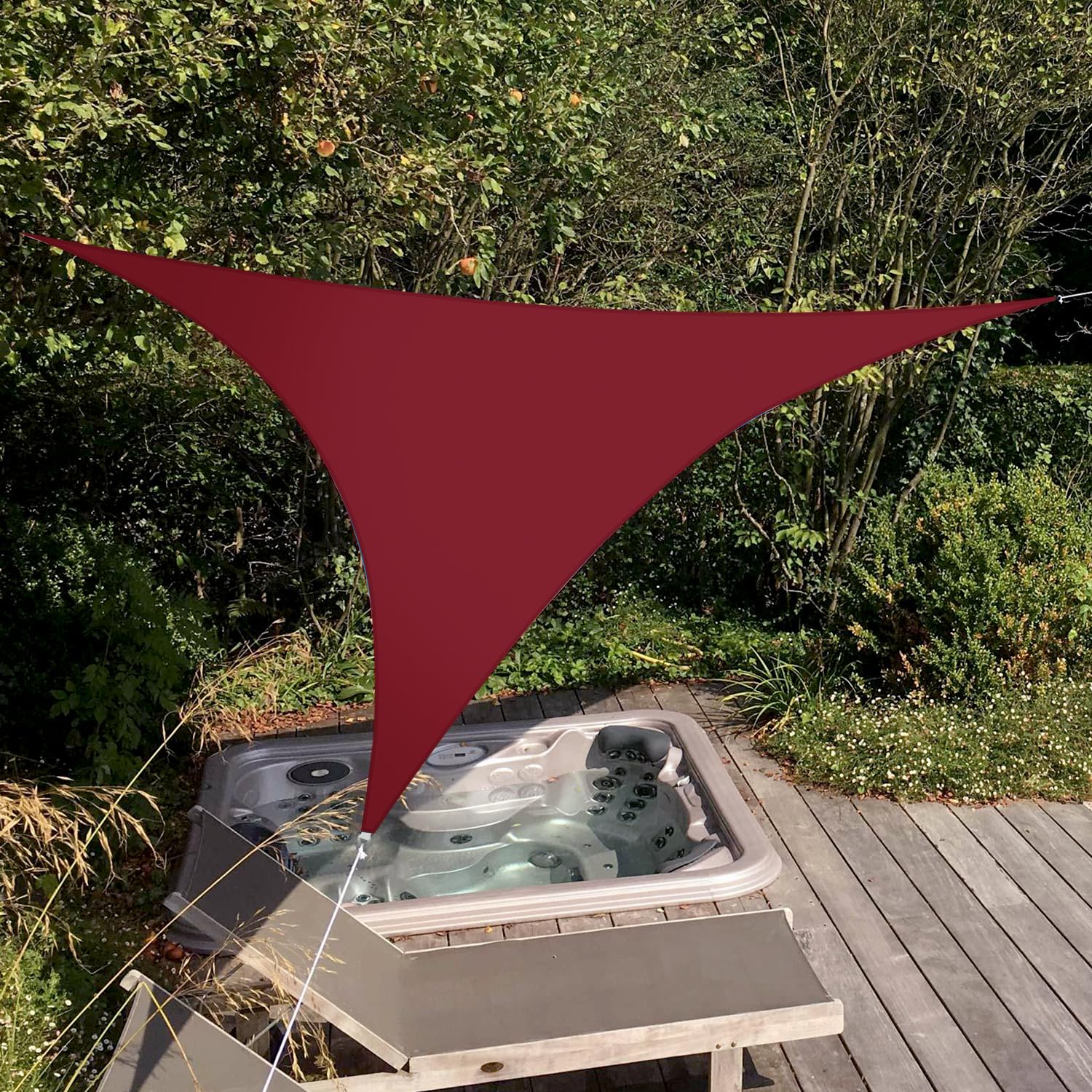 13' x 13' x 13' Waterproof Triangle Sun Shade Sail - 95% UV Block Red Shade Canopy for Patio, Garden, Backyard, Deck | Outdoor Sun Protection & Cooling Solution for Summer Relaxation