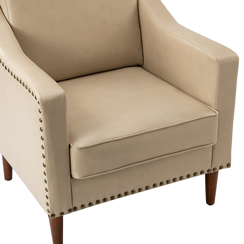 Rafaella Vegan Leather Armchair with Solid Wood Legs - Modern Vegan Leather Lounge Chair with Sturdy Wooden Legs for Living Room, Office, or Reading Nook