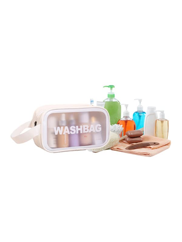 Waterproof PVC Travel Toiletries Bag - Clear Cosmetic Makeup Organizer Pouch for Women | Portable Wash Bag for Airplane, Gym, Camping & Vacation Essentials