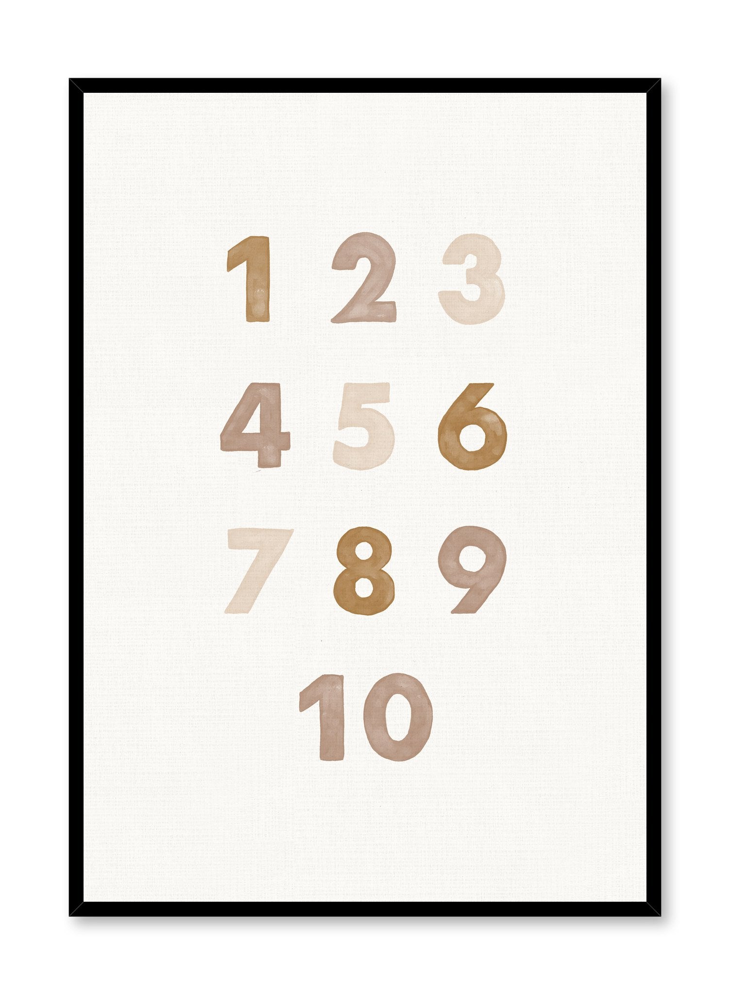 Beige Numbers Poster - Modern Wall Art for Home, Office & Classroom Decor - Perfect for Learning & Interior Design