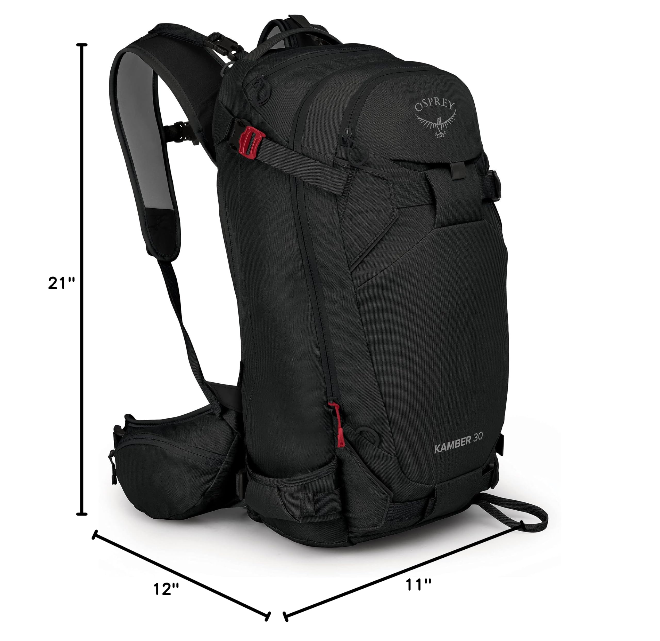 Osprey Kamber 30L Men's Backcountry Ski & Snowboard Backpack - Black | Waterproof Hiking Pack for Winter Sports | Perfect for Skiing, Snowboarding & Mountain Adventures