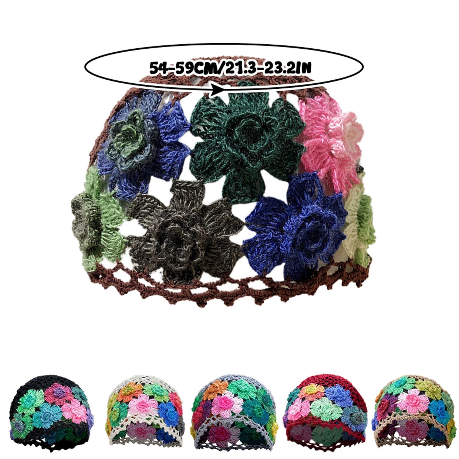 Women's Colorful Crochet Slouchy Beanie Hat - Handmade Knit Floral Bucket Hat with Foldable & Stretchy Design - Perfect for Winter, Fall Fashion, Outdoor Activities and Casual Wear