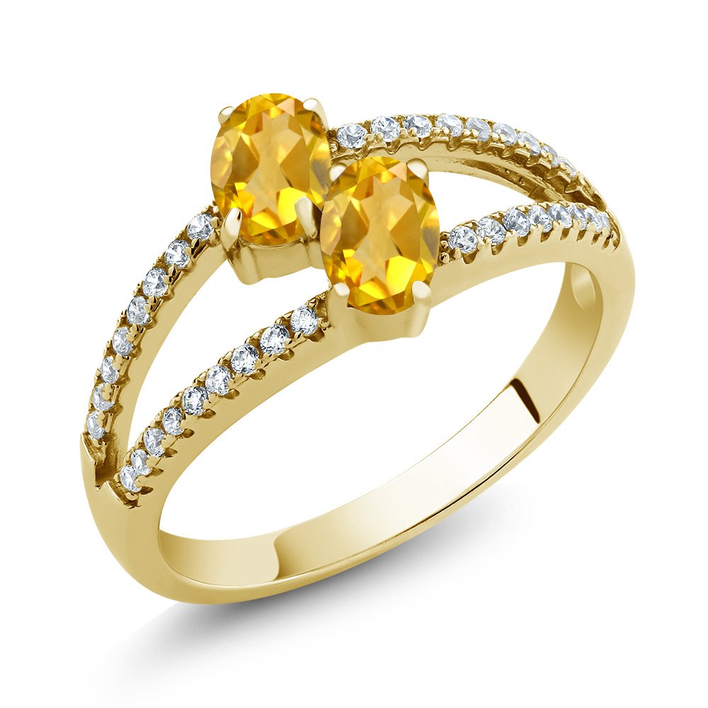 1.21 Ct Oval Yellow Citrine 18K Gold Plated Silver Ring for Women - Elegant Gemstone Jewelry for Engagement, Wedding & Everyday Wear | Gem Stone King