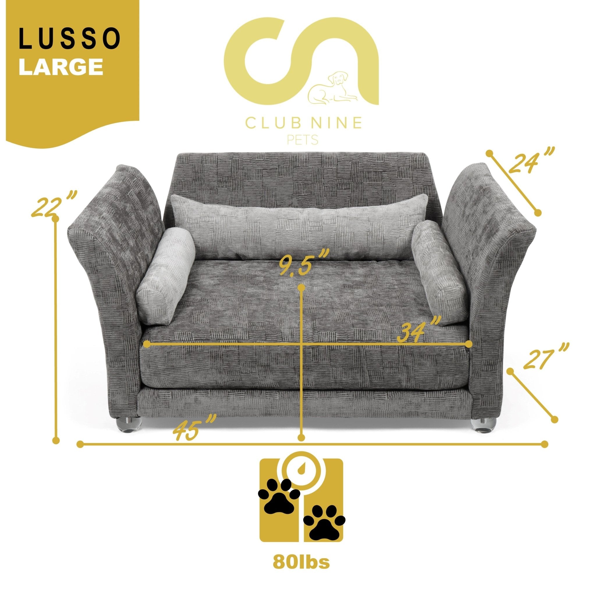 Club Nine Pets Lusso Orthopedic Dog Bed for Large Dogs - Waterproof Memory Foam Support - Perfect for Arthritis & Joint Pain Relief - Ideal for Bedrooms, Living Rooms & Pet-Friendly Spaces