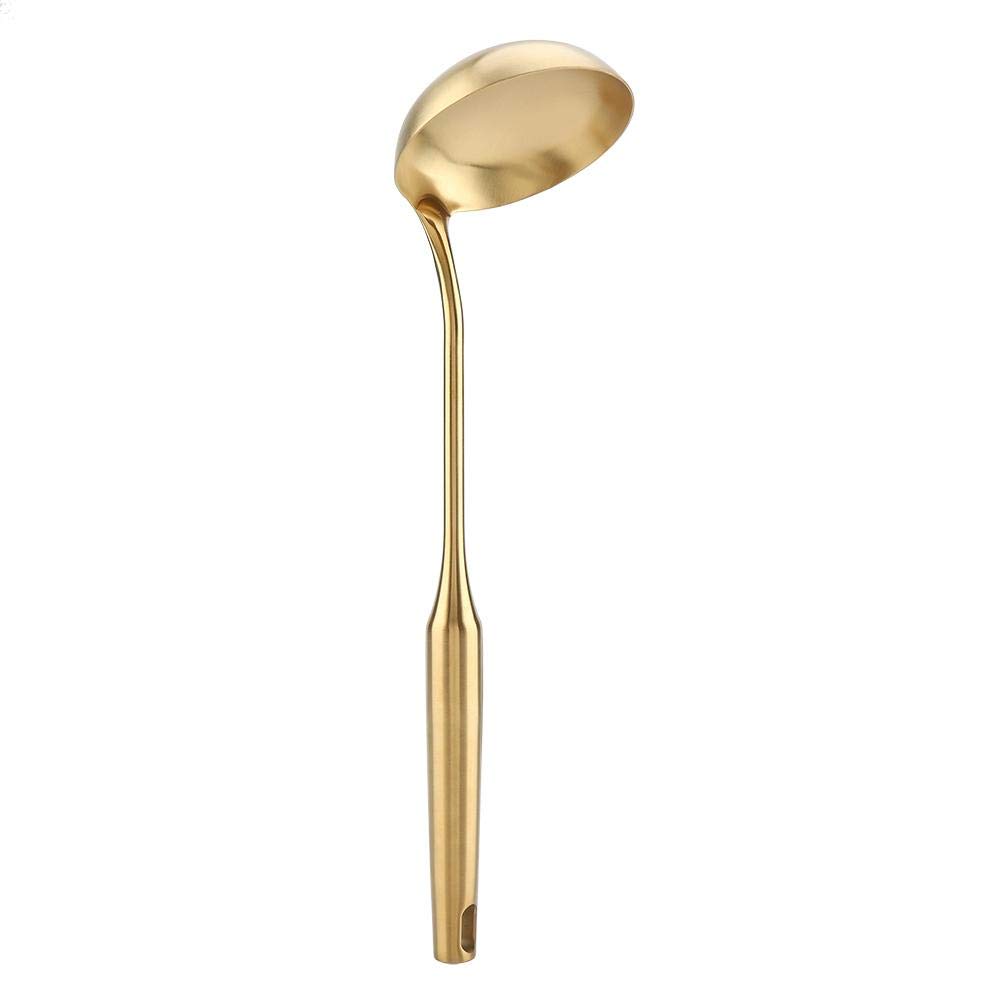 Stainless Steel Soup Ladle - Heat Resistant Kitchen Cooking Spoon with Hollow Handle (Gold) - Perfect for Serving Soups, Stews, and Sauces