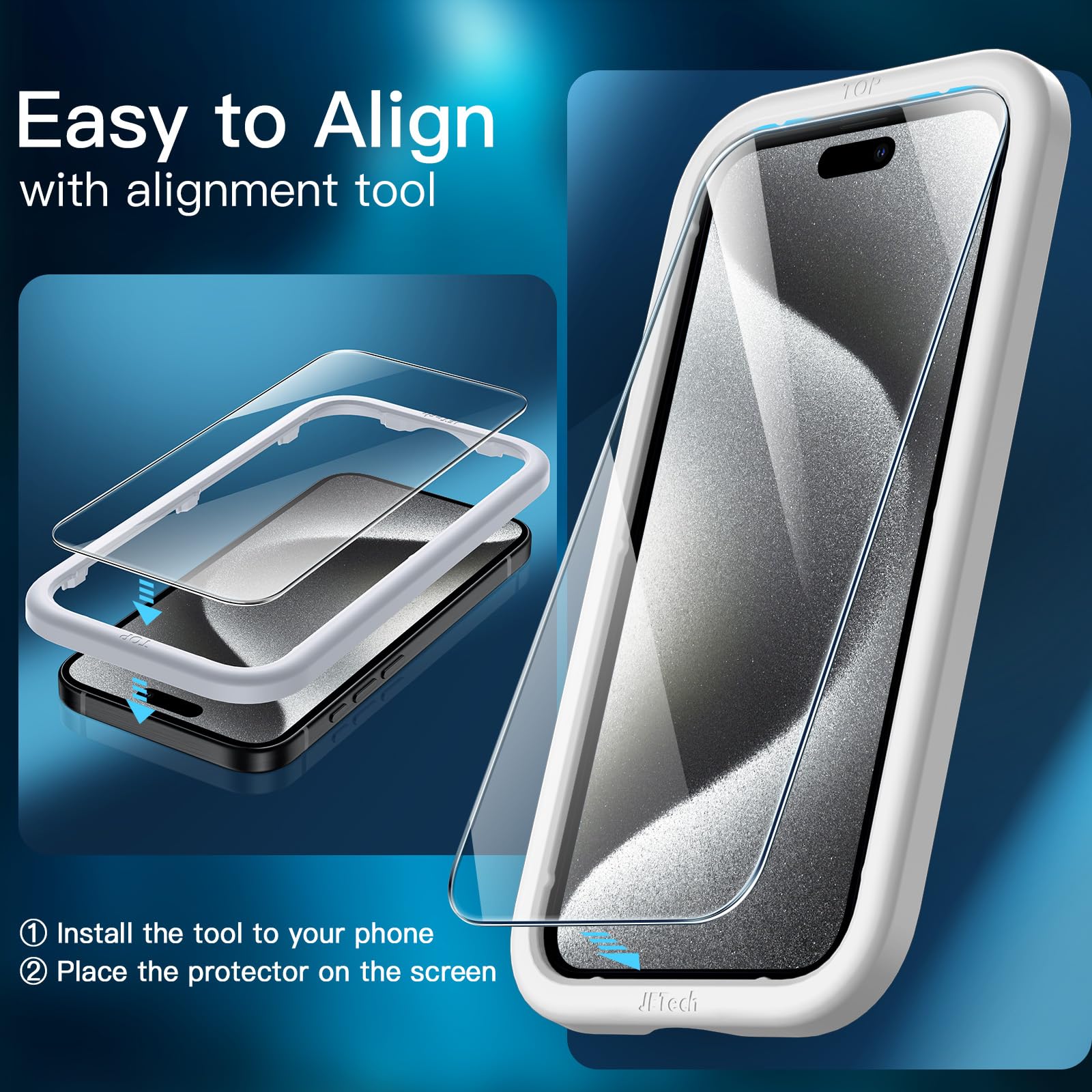 JETech 3 in 1 Protective Case for iPhone 15 Pro Max 6.7-Inch with 2 Pack Tempered Glass Screen Protectors - Shockproof, Anti-Yellowing Bumper Phone Cover (Black) | Perfect for Outdoor Activities, Travel & Daily Use