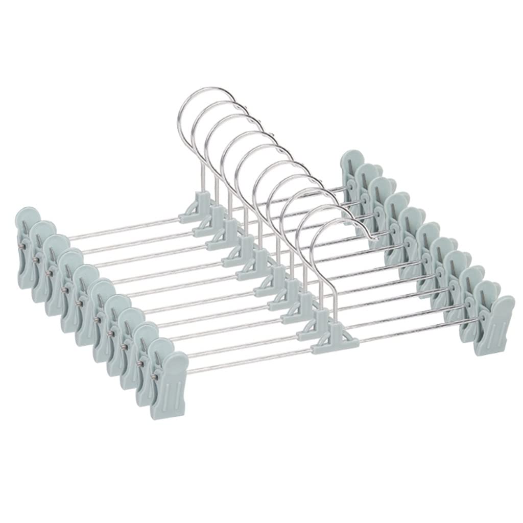 10 Pack Adjustable Grip Trouser & Skirt Hangers - Blue | Space-Saving Closet Organizer for Pants, Skirts & Dresses | Perfect for Home, Office & Travel Wardrobe Organization