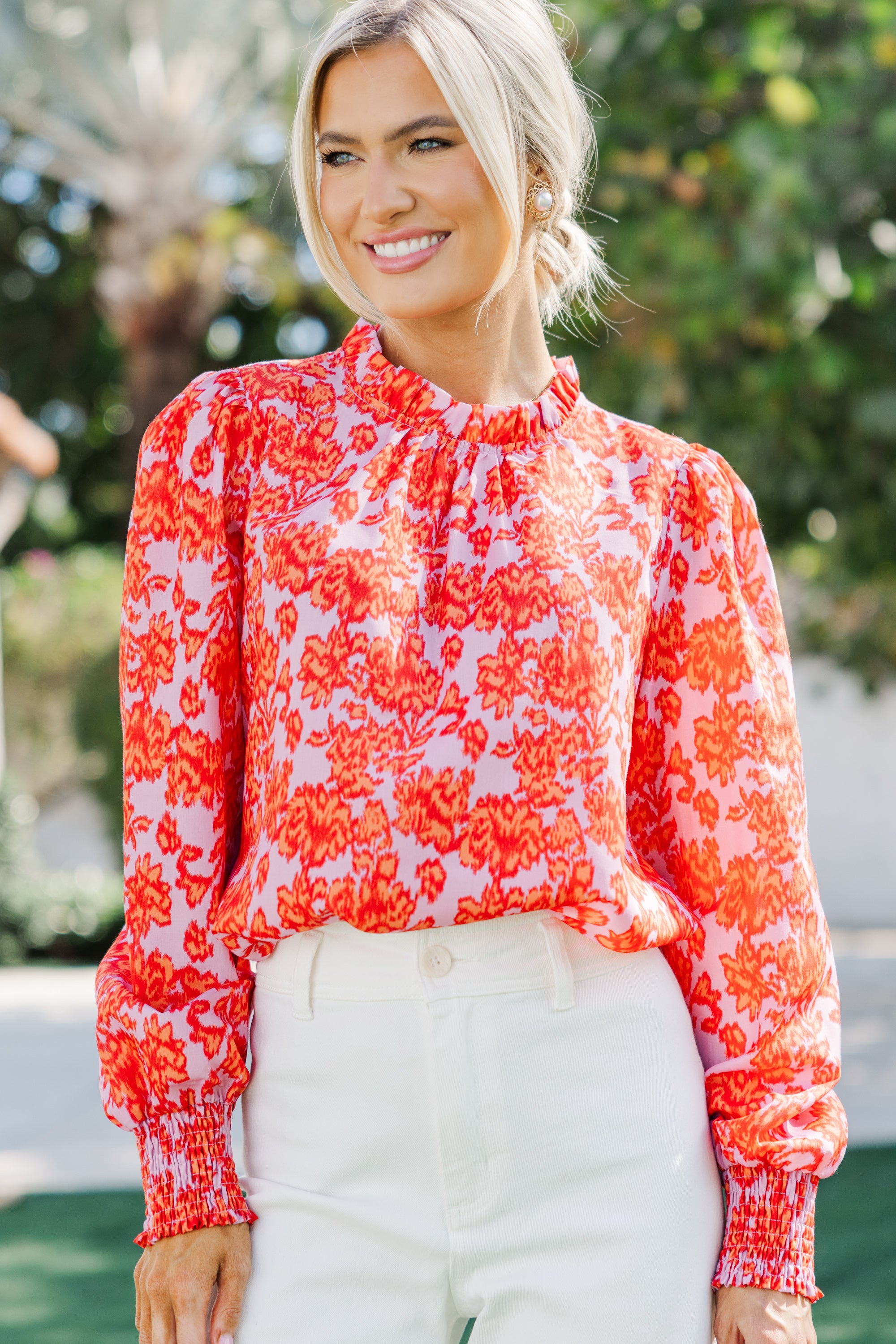Stylish Pink Abstract Print Blouse for Women - Trendy Casual & Party Wear - Perfect for Office, Dates & Special Occasions