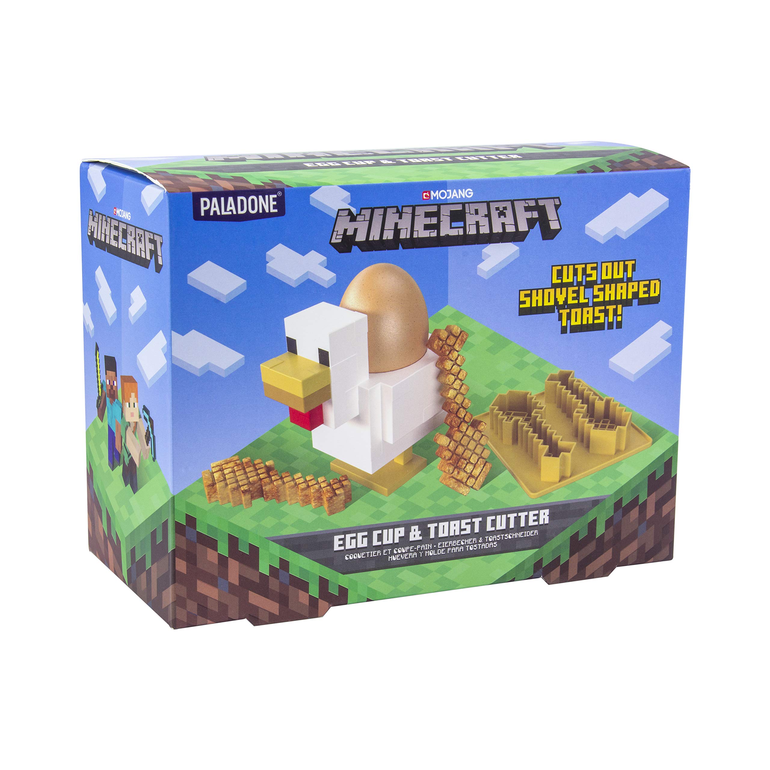 Minecraft Chicken Egg Cup and Toast Cutter Set - 100ml Plastic Kitchen Gadget for Kids Breakfast - Perfect for Minecraft Fans, Egg Cups, Toast Shapes & Fun Breakfast Ideas