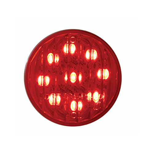 United Pacific Red 2 Inch Round 9 LED Truck Trailer Clearance Side Marker Light Kit with Grommet - DOT Approved for Semi Trucks, Trailers & Commercial Vehicles - Enhanced Visibility & Safety for Night Driving & Bad Weather Conditions