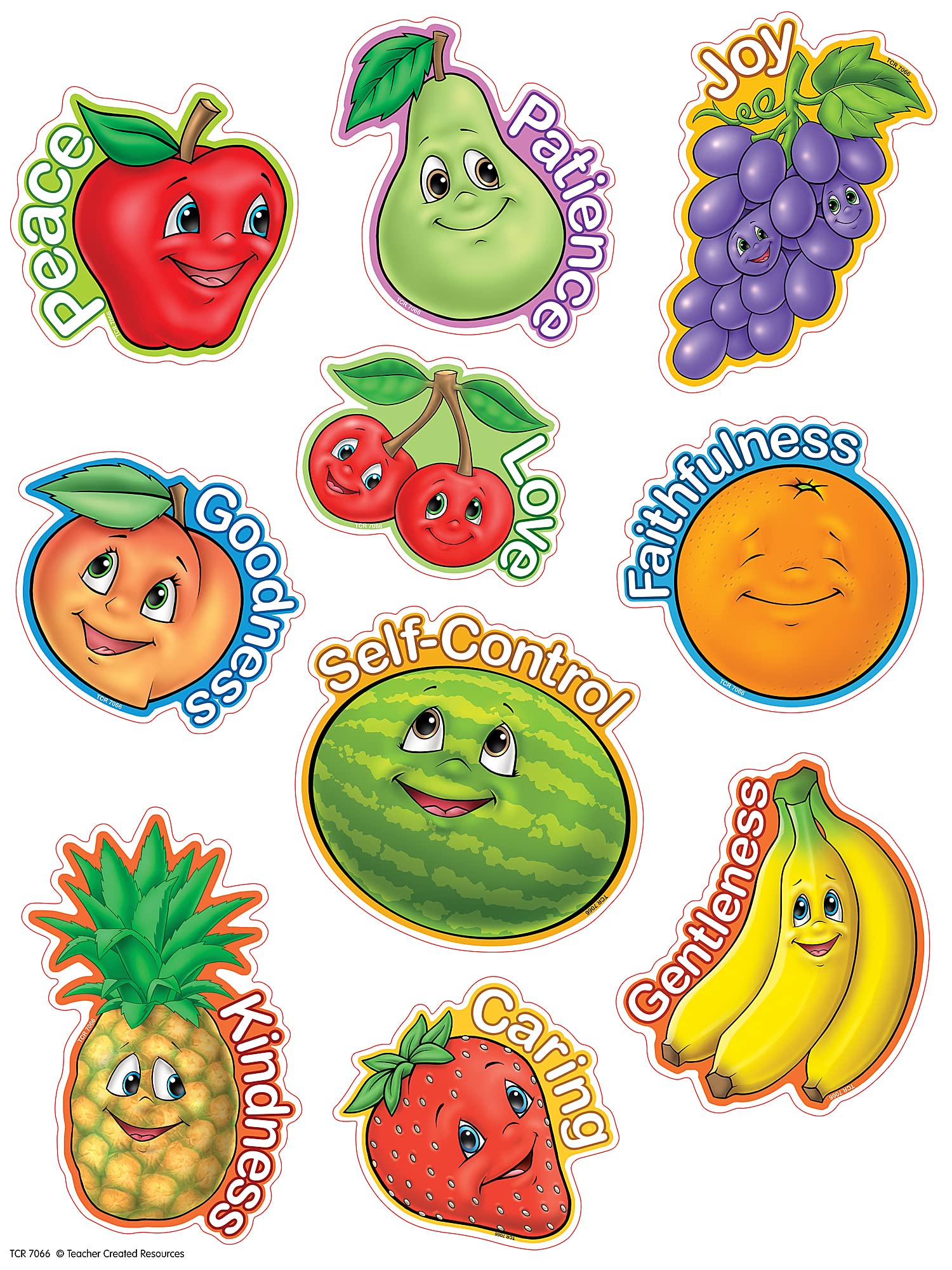 Teacher Created Resources Fruit of The Spirit Accents Pack (7066) - Colorful Christian Classroom Decorations for Sunday School, Bible Study & Religious Education Bulletin Boards