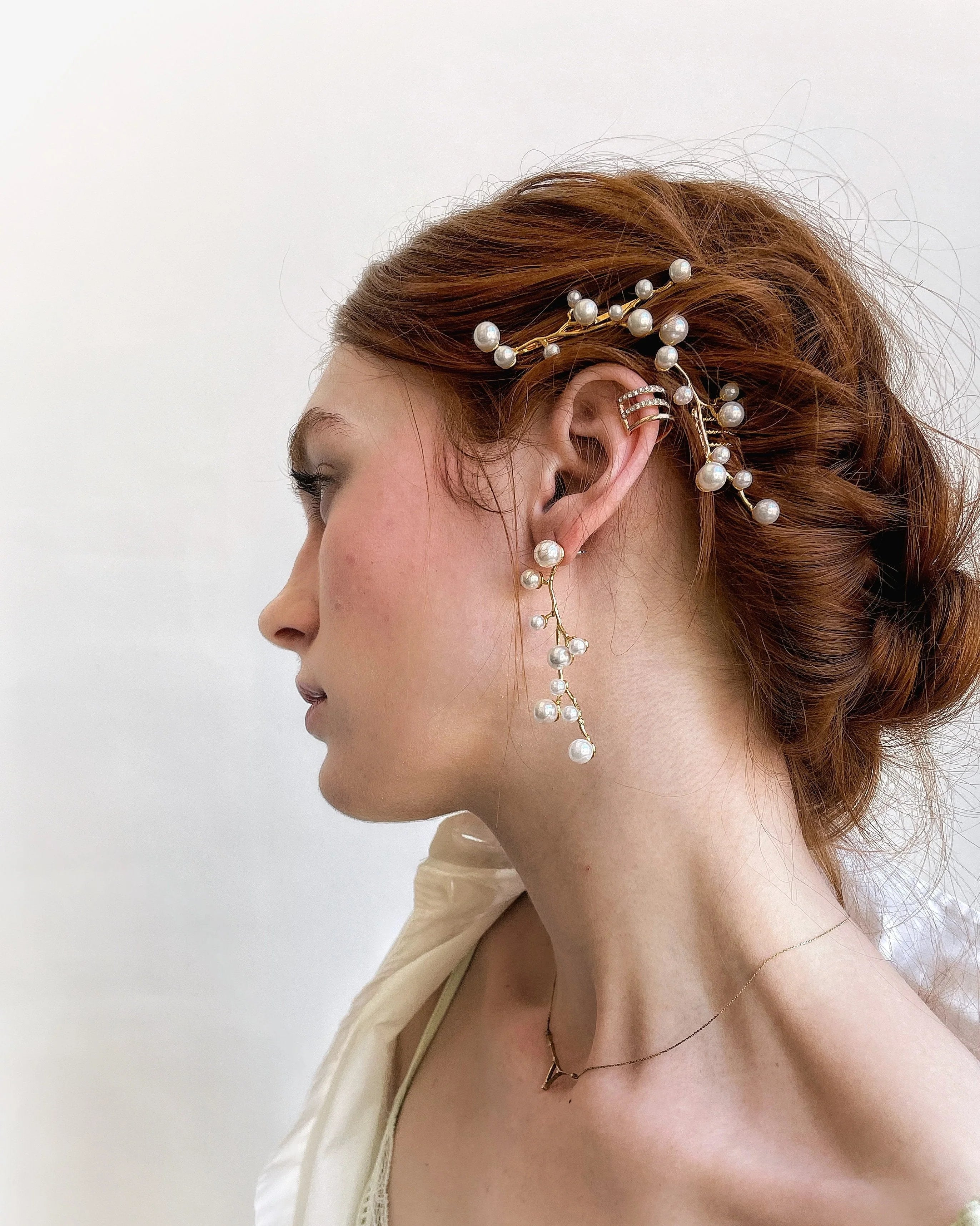 Pearl Forest Earrings – Elegant Dangle Pearl Earrings for Women, Perfect for Weddings, Parties & Special Occasions