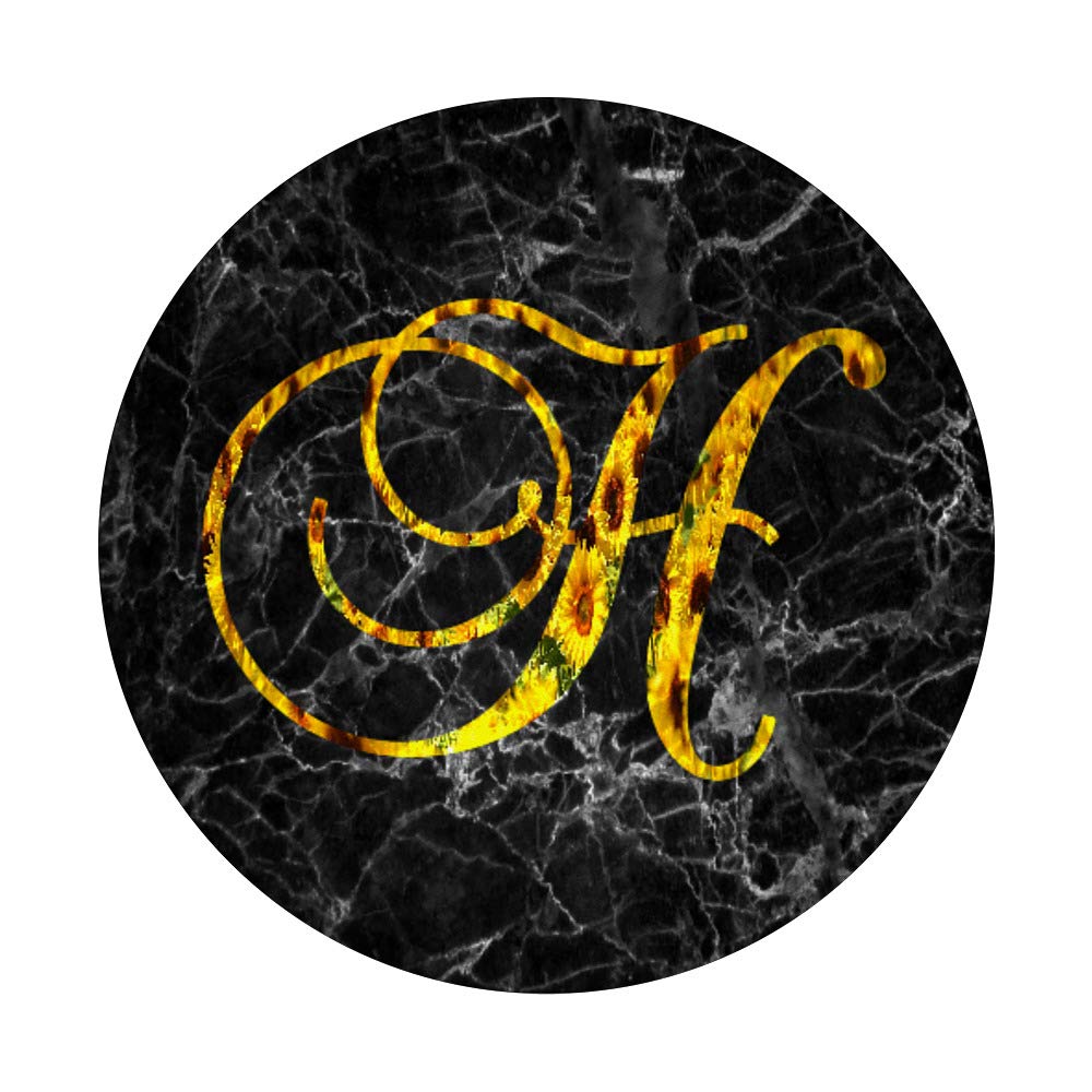 Sunflower Garden Flower Nature Initial Monogram Letter PopSockets - Phone Grip & Stand for iPhone, Samsung, Tablets - Perfect for Outdoor Picnics, Gardening & Nature Lovers