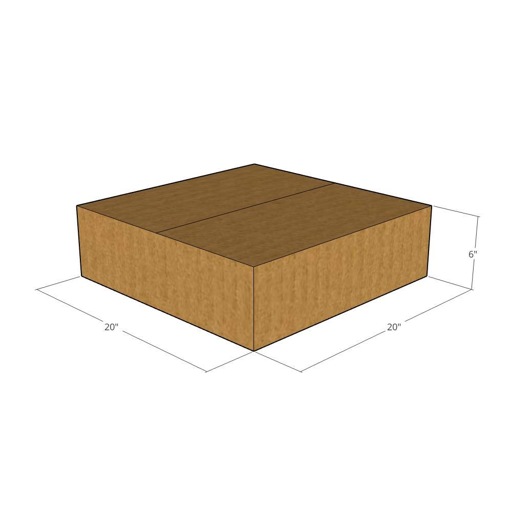 100 New Corrugated Shipping Boxes 20x20x6 Inches - 32 ECT Strength - Durable Moving & Storage Boxes for Home, Office & Ecommerce Packaging