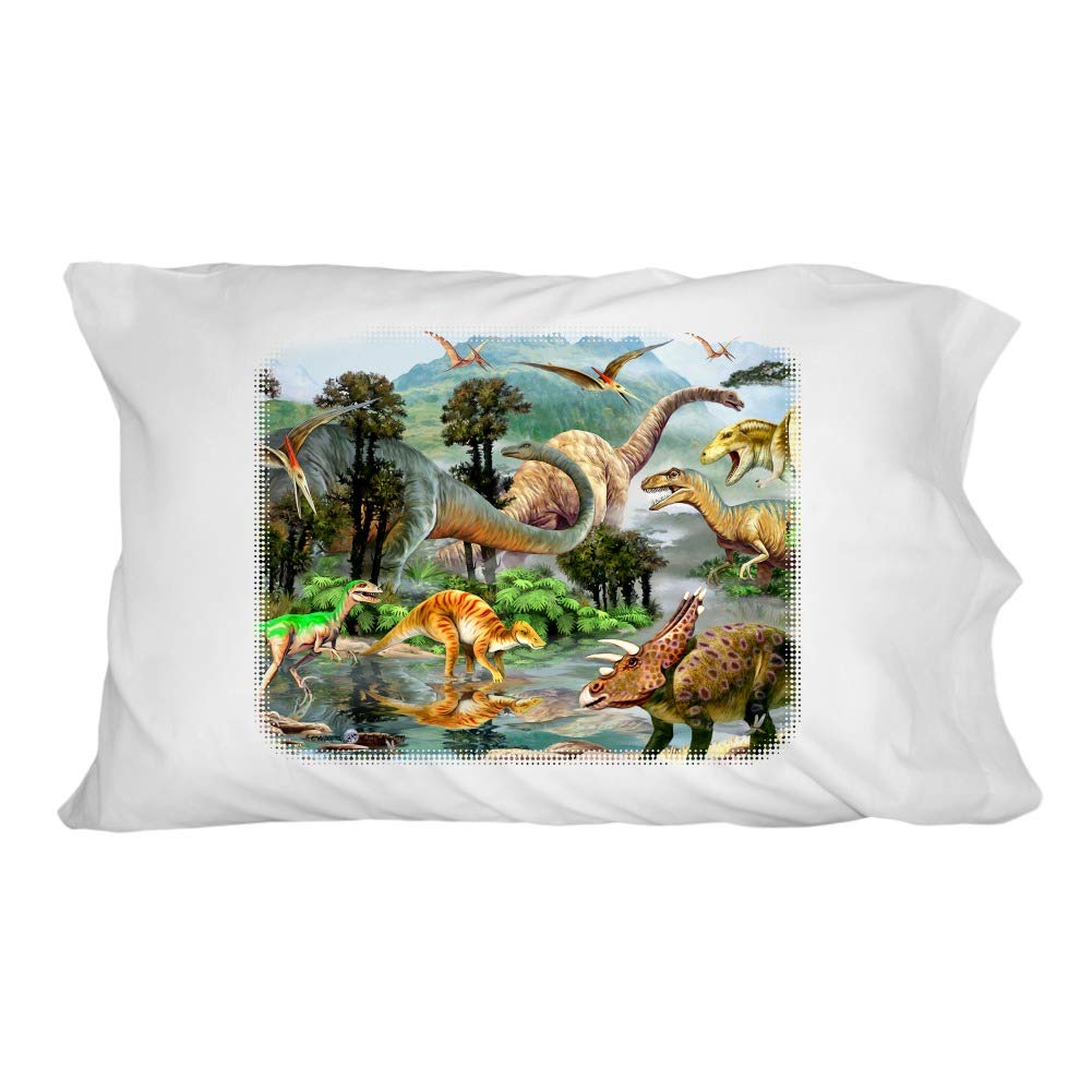 Dinosaur Jurassic Dinoscape Novelty Bedding Pillowcase - Soft & Fun Dino Print Pillow Cover for Kids & Adults - Perfect for Bedroom Decor, Themed Parties & Gifts