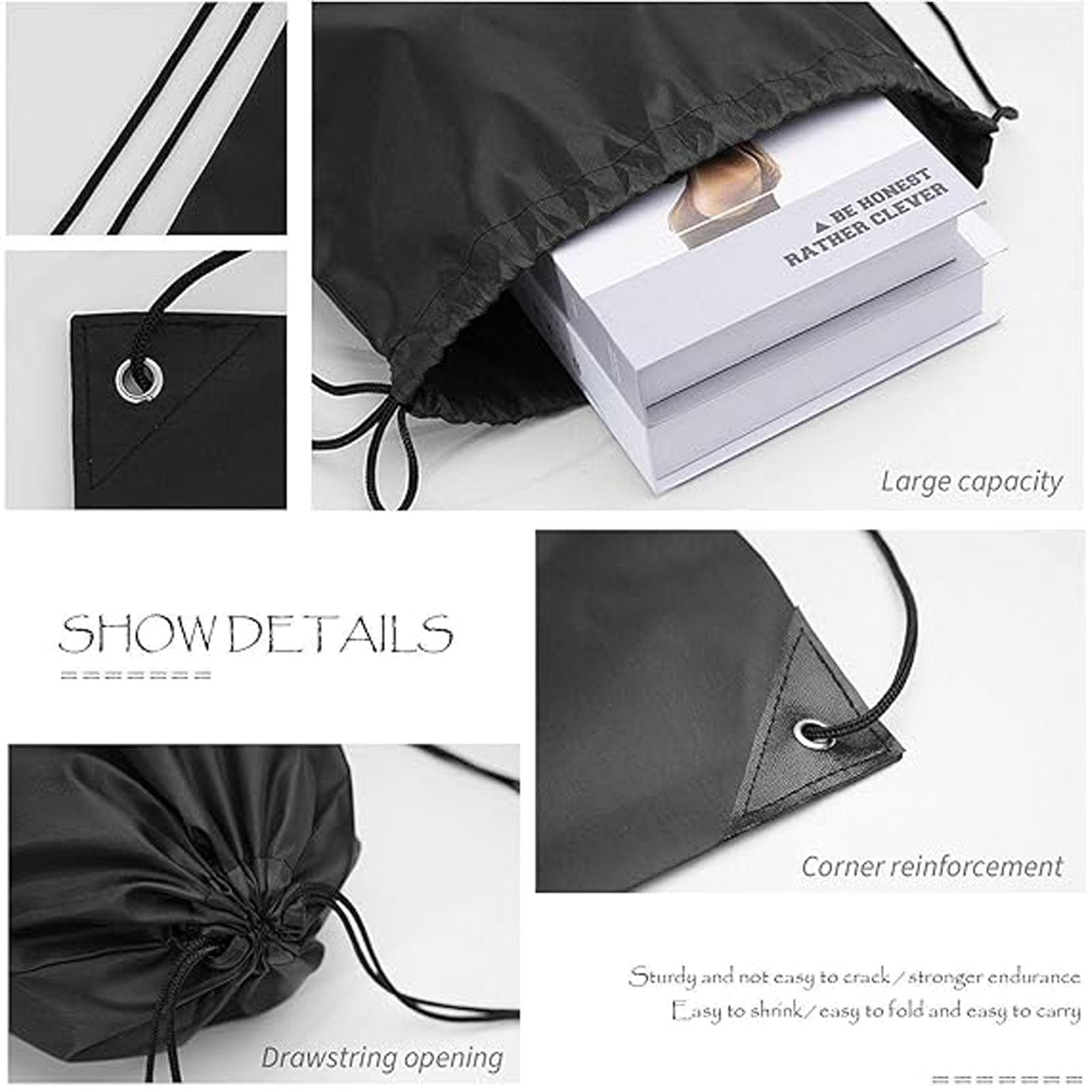 28 Pack Black Drawstring Bags - Gym Backpack, Swim & Beach Bags for Sports, Travel, School & Outdoor Activities | Lightweight & Durable Backpack Alternative