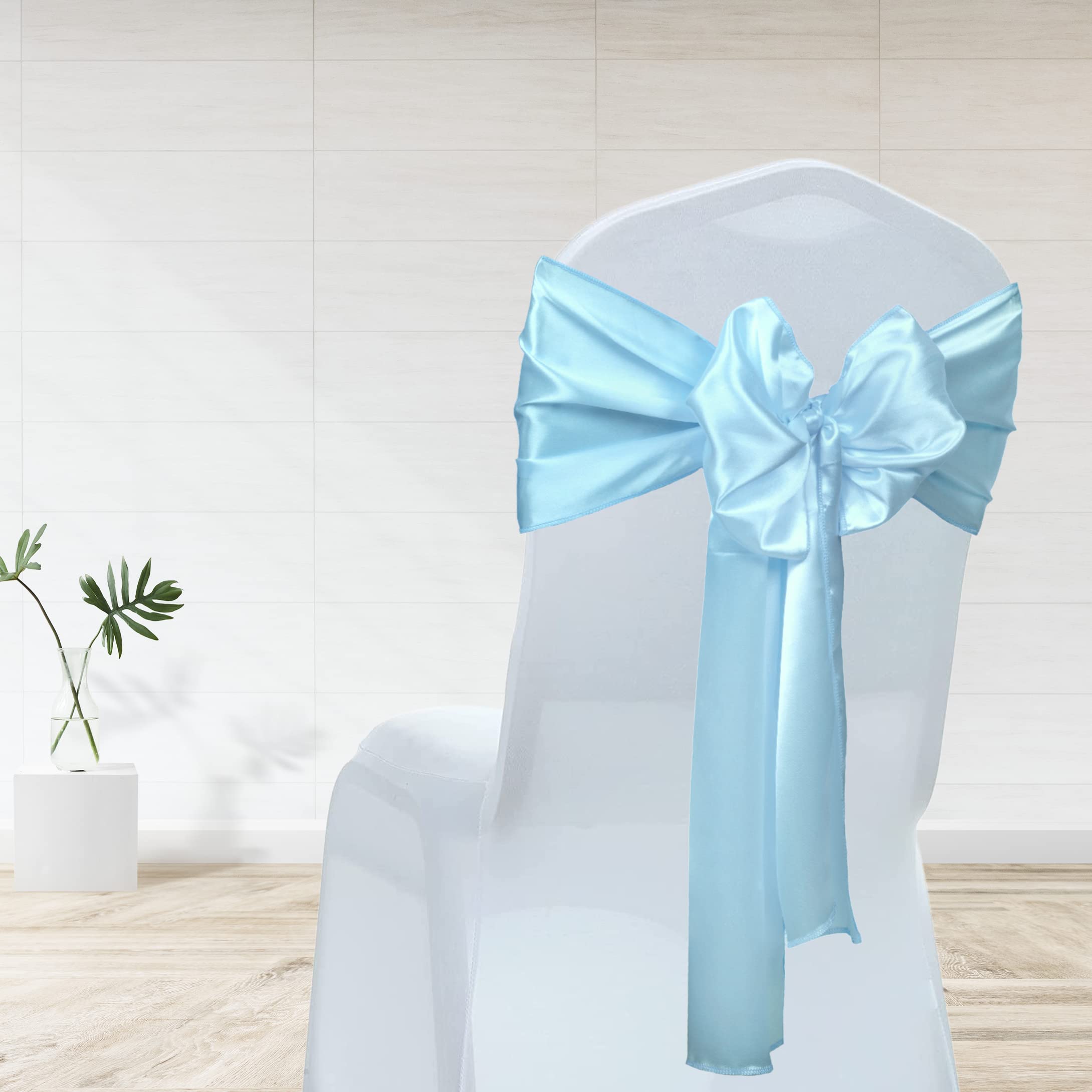 Fynite 2 Pack Baby Blue Satin Table Runner 12 x 108 Inches Long - Elegant Wedding Banquet & Birthday Party Table Decor - Smooth Silky Fabric for Dining Room & Event Centerpieces - Perfect for Holiday Celebrations & Home Decor