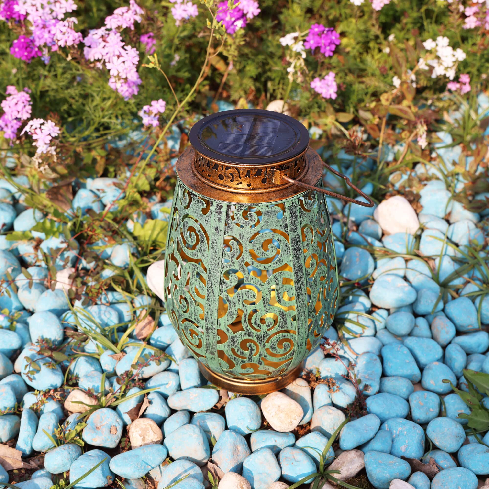 AnnaStore Solar Lantern Outdoor - Waterproof Metal LED Hanging Solar Lights for Garden, Patio, Lawn Decor - Weather Resistant Decorative Lighting (1 Pack) - Perfect for Backyard Parties, Pathway Illumination & Camping Nights