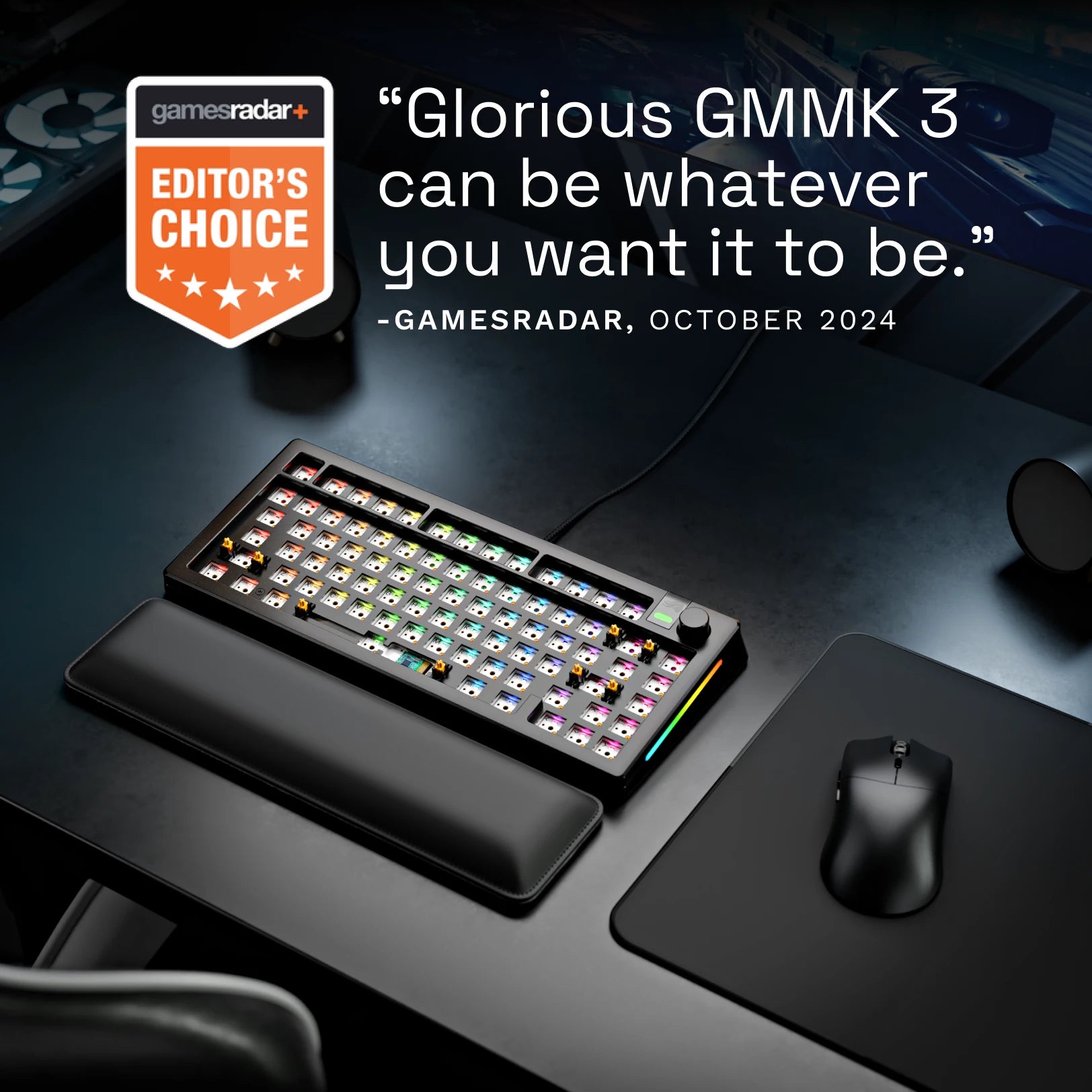 GMMK 3 PRO 60% Hot-Swappable Mechanical Gaming Keyboard Barebones Kit - Compact RGB Backlit for PC/Mac, Perfect for Esports & Typing Enthusiasts