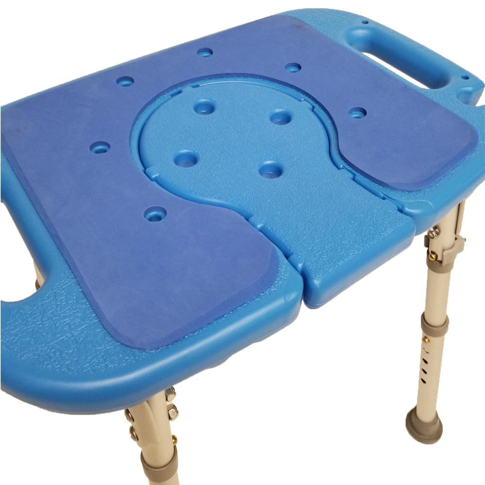 Atlas Deluxe Bariatric Shower Bench - 600lb Weight Capacity, Adjustable Height, Padded Seat with Cutout & Insert - Heavy Duty Bath Stool for Elderly & Disabled - Perfect for Safe Bathing & Showering