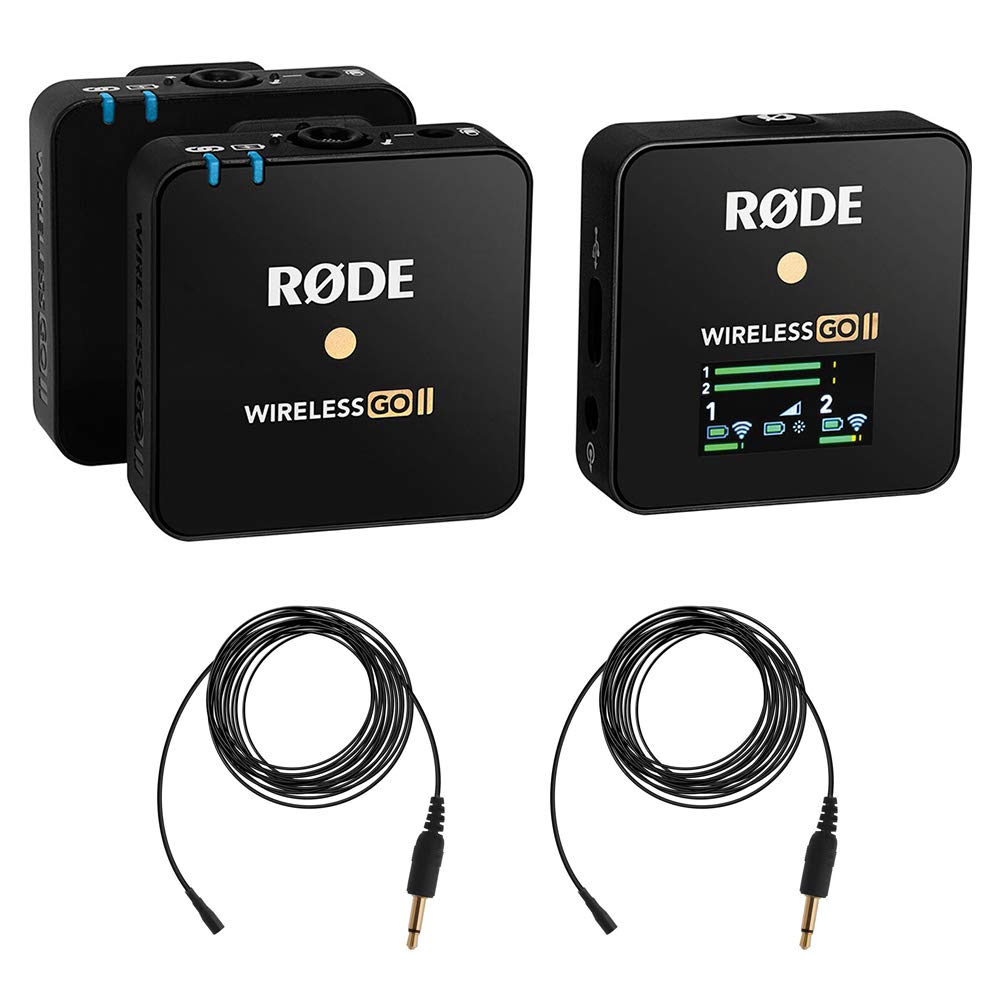 Rode Wireless GO II Compact Wireless Microphone System for 2-Person Recording - Includes 2 Omnidirectional Lavalier Mics - Perfect for YouTube, Podcasting, Interviews & Live Streaming