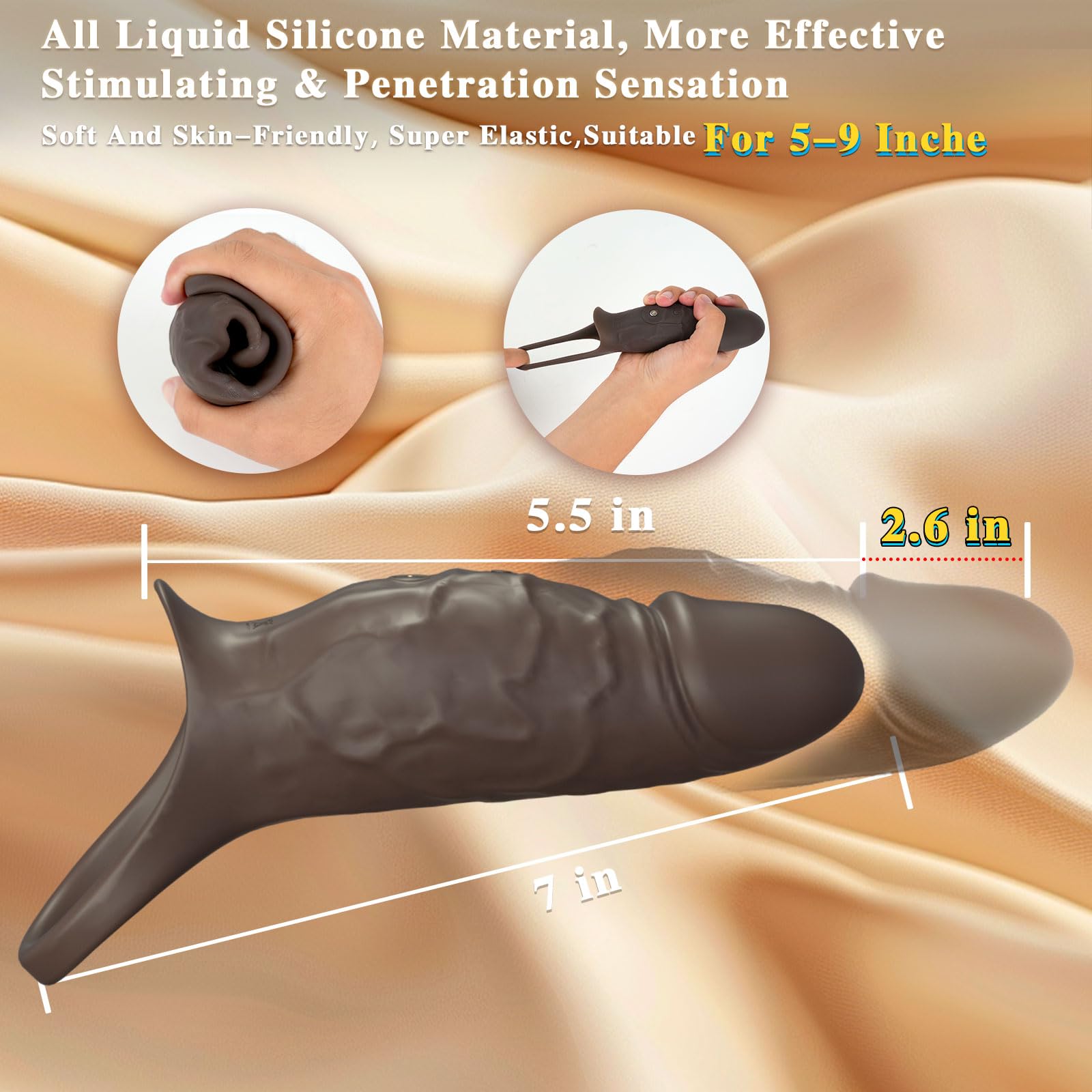 Vibrating Penis Sleeve Cock Ring - Premium Liquid Silicone Couples Sex Toy for Men & Women | Penis Extender, Girth Enhancer & Testicle Stimulator | G-Spot & Clitoral Pleasure | Perfect for Couples Play & Solo Use | LNIIY Adult Pleasure Product