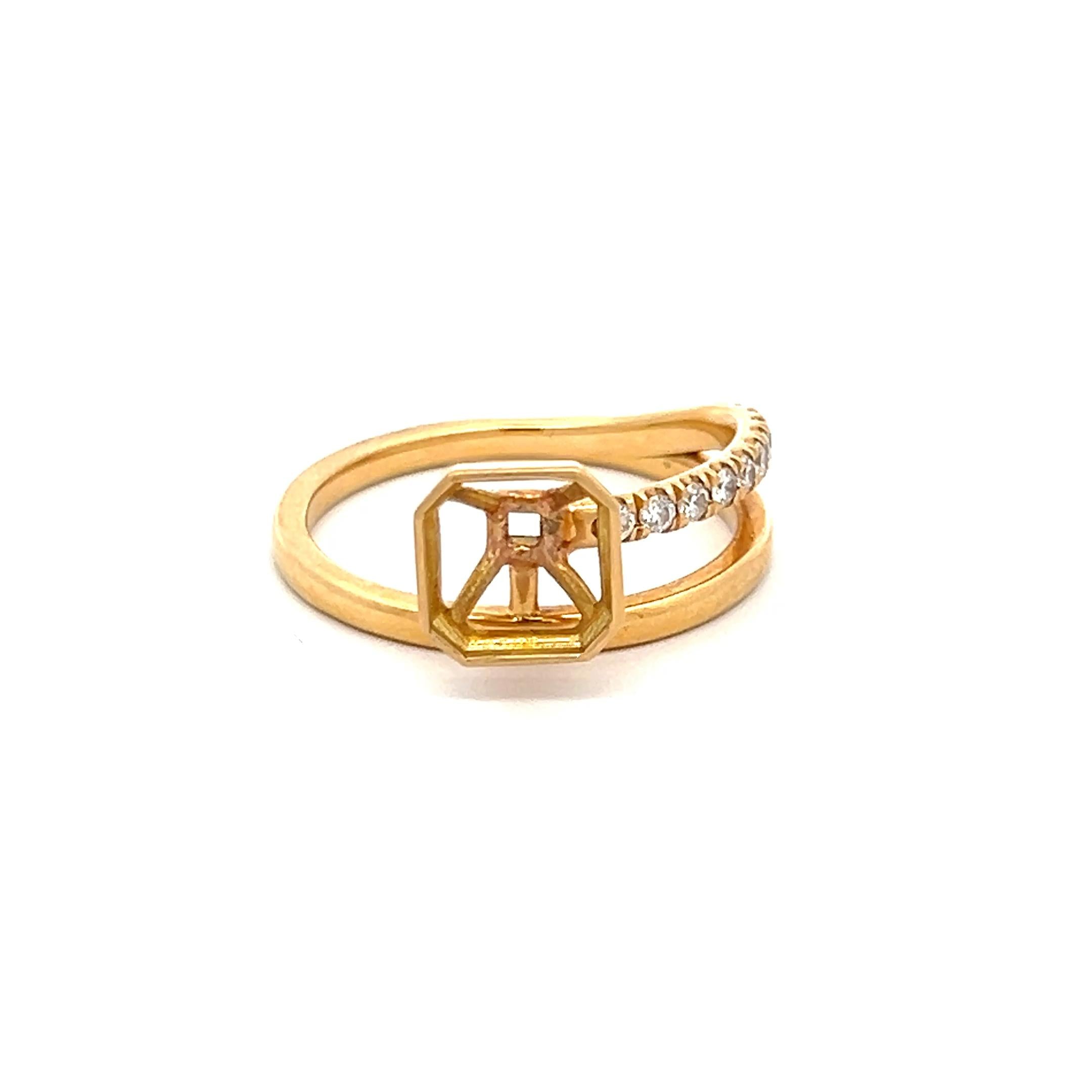 0.15 Carat Round Brilliant G SI1 Diamond 18K Yellow Gold Semi Mount Engagement Ring - Perfect for Wedding Proposals, Anniversary Gifts & Bridal Jewelry