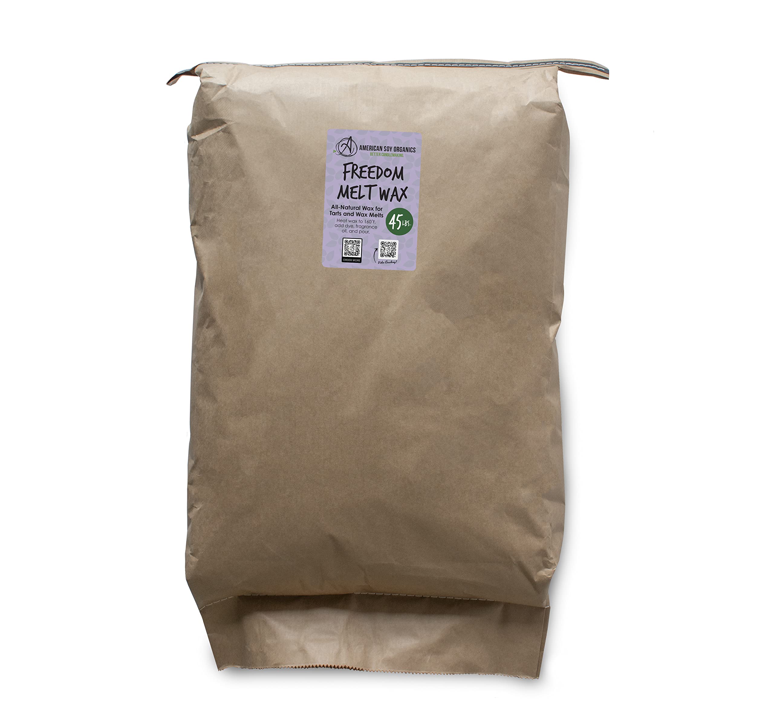 American Soy Organics Freedom Soy Wax Beads - 45 lbs Natural Candle Making Supplies, Paraffin-Free & Beeswax-Free Wax for Melts, Tarts, Tealights & Cubes | Perfect for Home Fragrance, DIY Candles & Aromatherapy