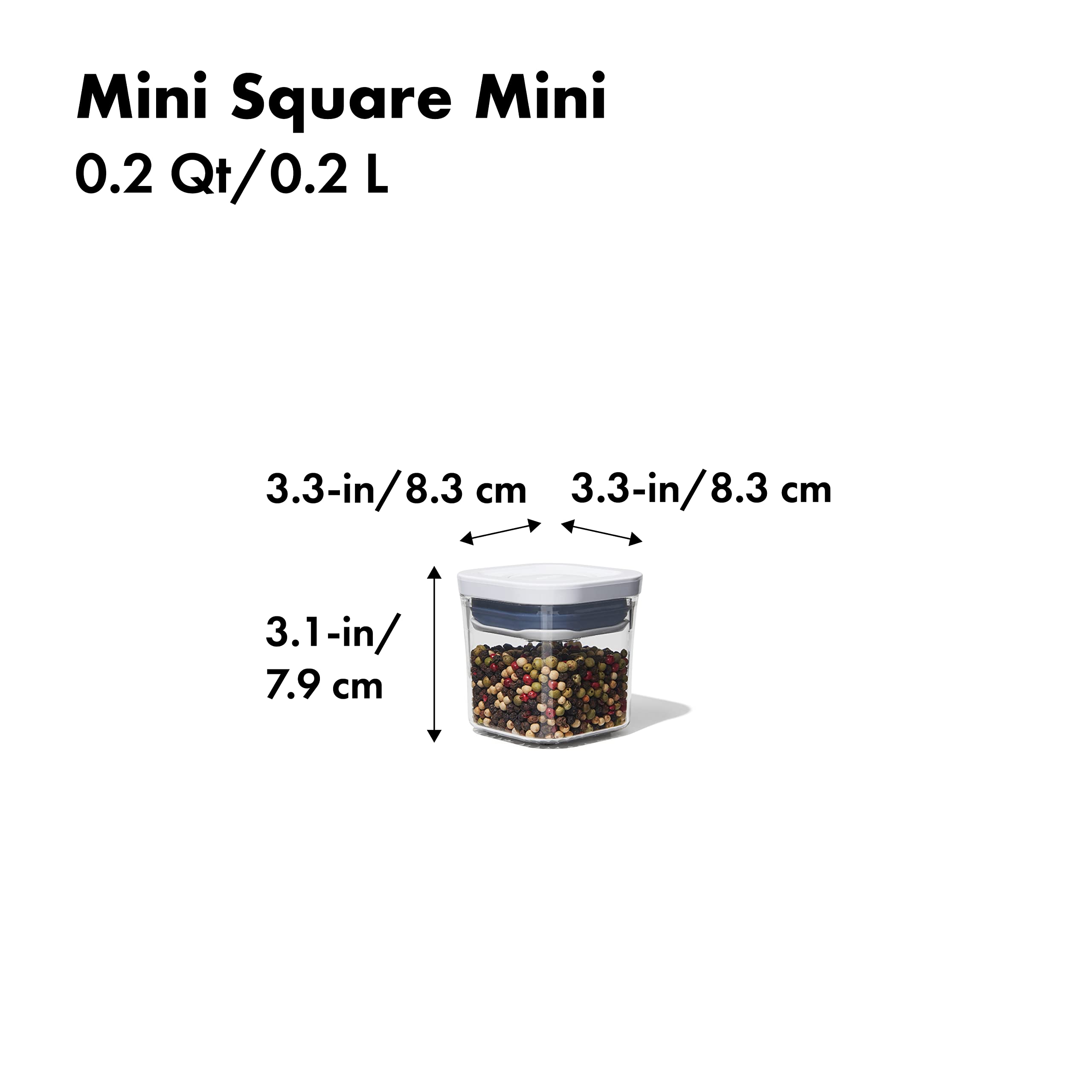 OXO Brew Conical Burr Coffee Grinder Silver & Good Grips POP Airtight Food Storage Container - Mini Square 0.2 Qt for Spices, Dried Herbs, Coffee Beans - Perfect for Kitchen, Pantry, Camping & Travel