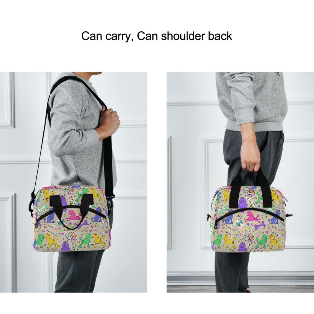 MNSRUU Insulated Lunch Bag for Women & Men - Leakproof Reusable Cooler Tote for Work, School, Picnics - Cute Poodle Dog Design Lunch Box for Adults & Kids