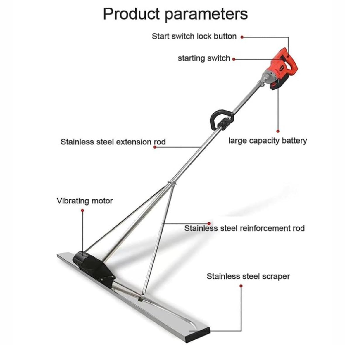 FENGSSLL Battery-Powered Concrete Vibrating Screed - Professional Concrete Finishing & Leveling Tool for Driveways, Patios & Floors
