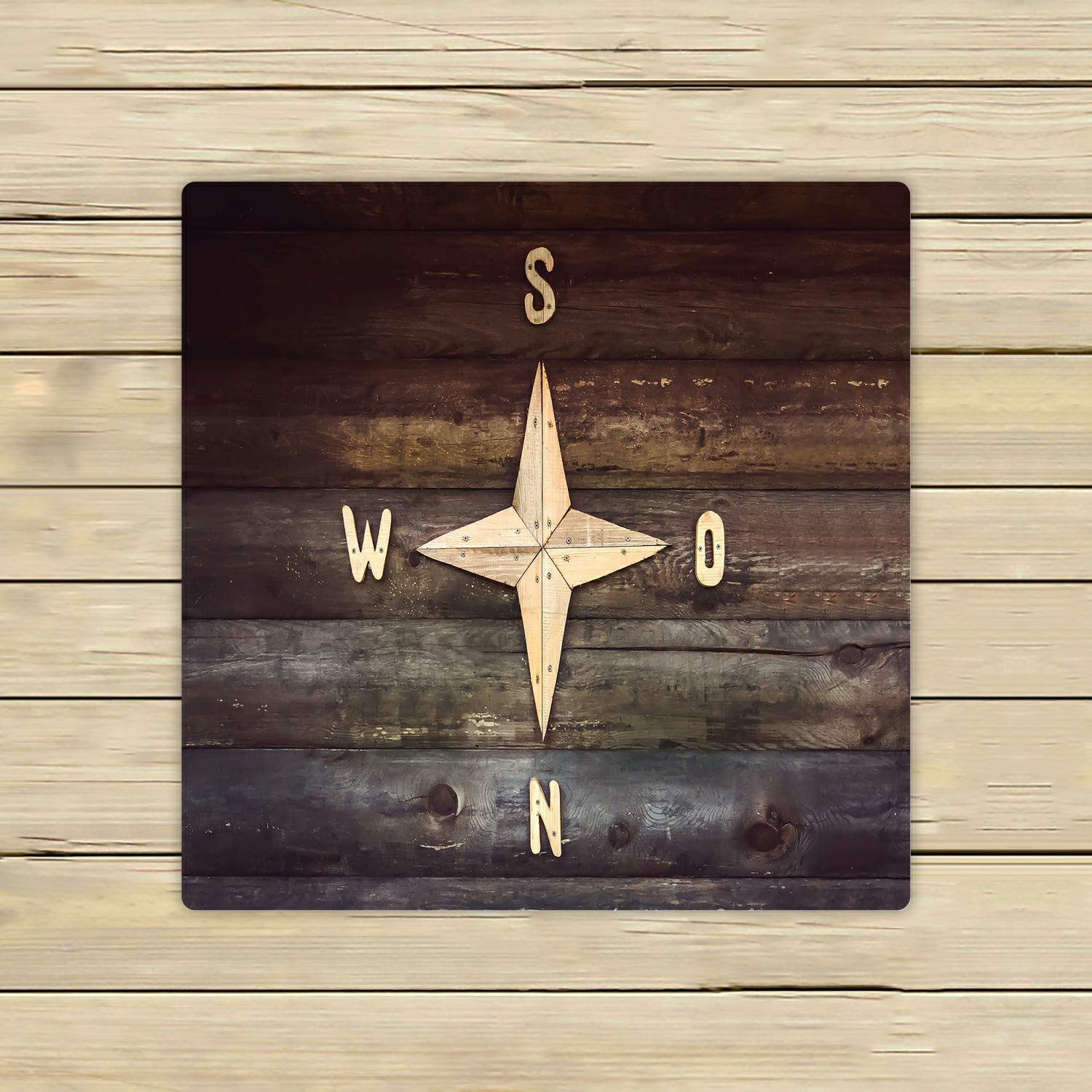 Premium Wooden Compass Wall Decor - Rustic Country House & Beach Theme Bath Towels Set (13x13 Inch) for Home, Outdoor, Travel, Spa & Coastal Decor