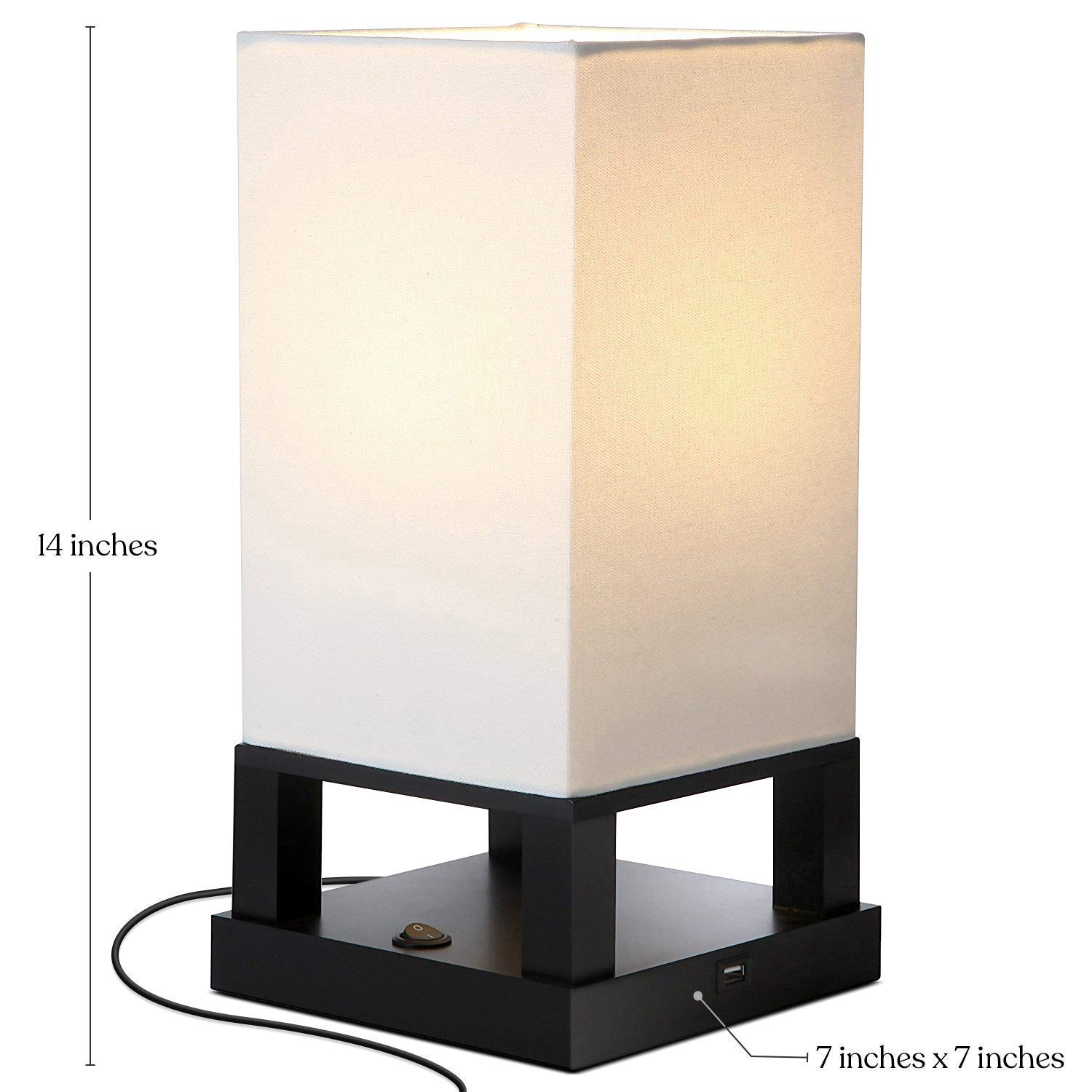 Brightech Maxwell Floor & Table Lamp Set of 2 - USB Charging Nightstand & Side Table Lamps with LED Bulb - Modern Wood Frame Floor Lamp for Bedroom, Office & Living Room - Soft Ambient Lighting for Reading & Relaxation - Black